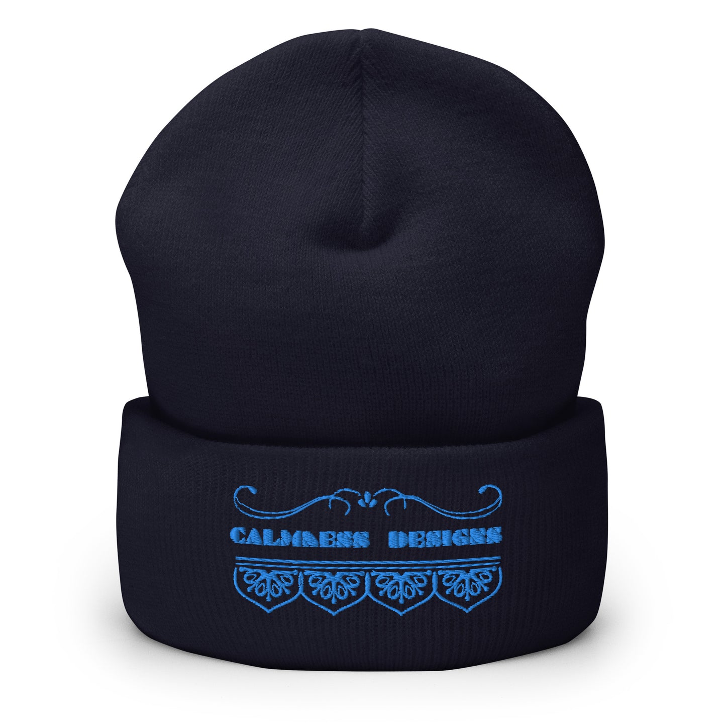 Bidri Decorative Elements Border BLUE, CALMNESS DESIGNS, Creative Designer's, Cuffed Beanie