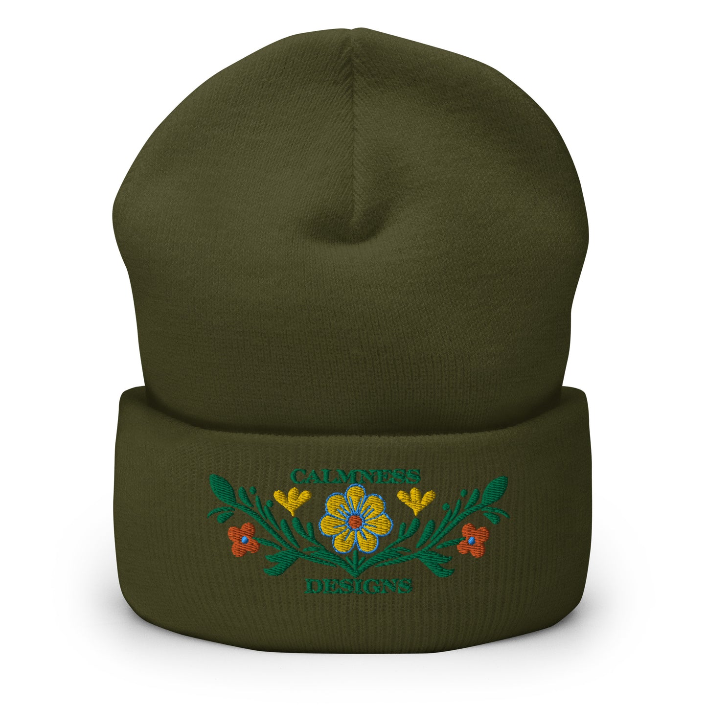 Flower Decoration Mexican Style, CALMNESS DESIGNS, Creative Designer's, Cuffed Beanie