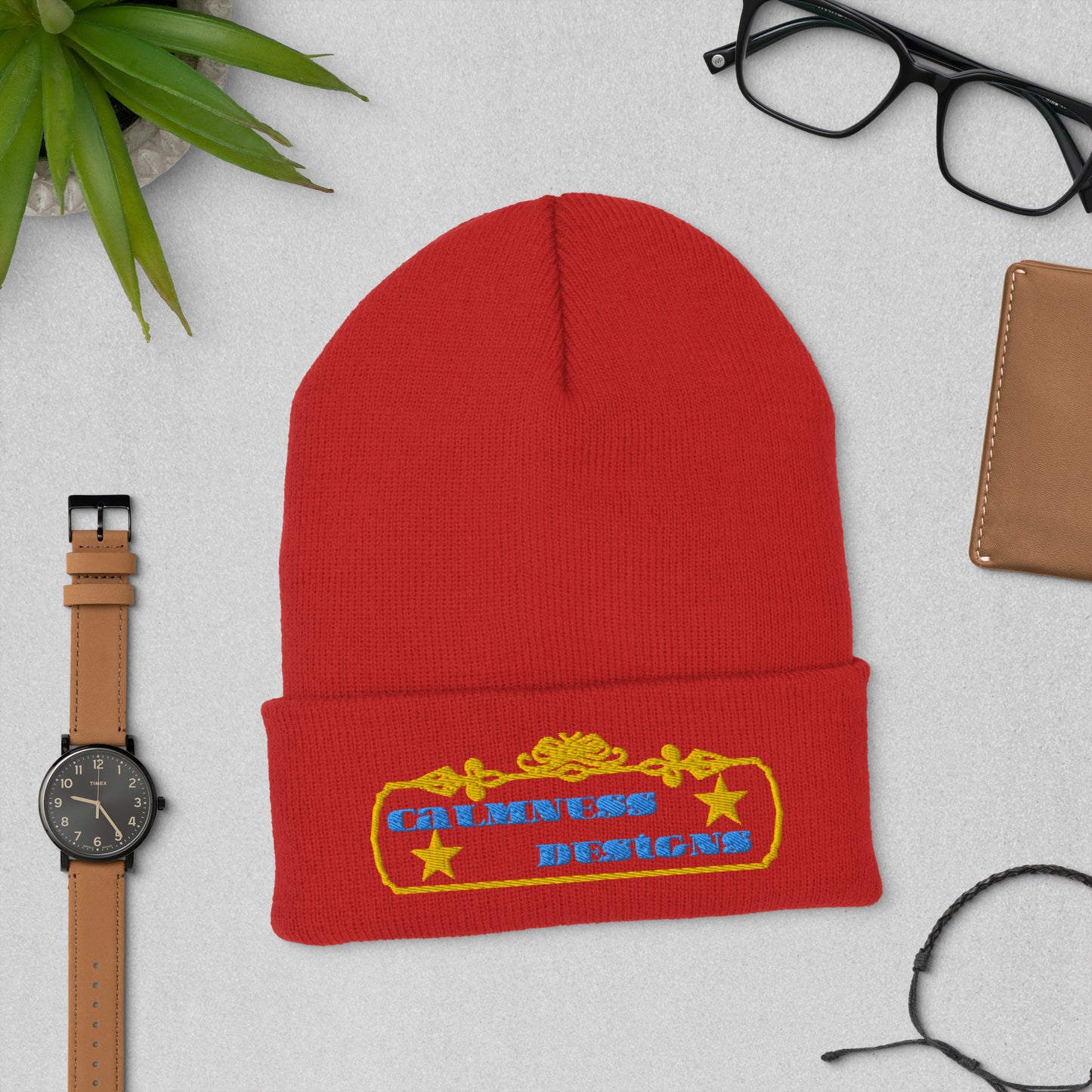 Vintage Rectangular Frame, CALMNESS DESIGNS, Creative Designer's, Cuffed Beanie