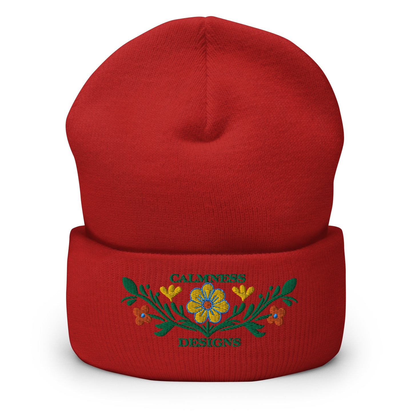 Flower Decoration Mexican Style, CALMNESS DESIGNS, Creative Designer's, Cuffed Beanie