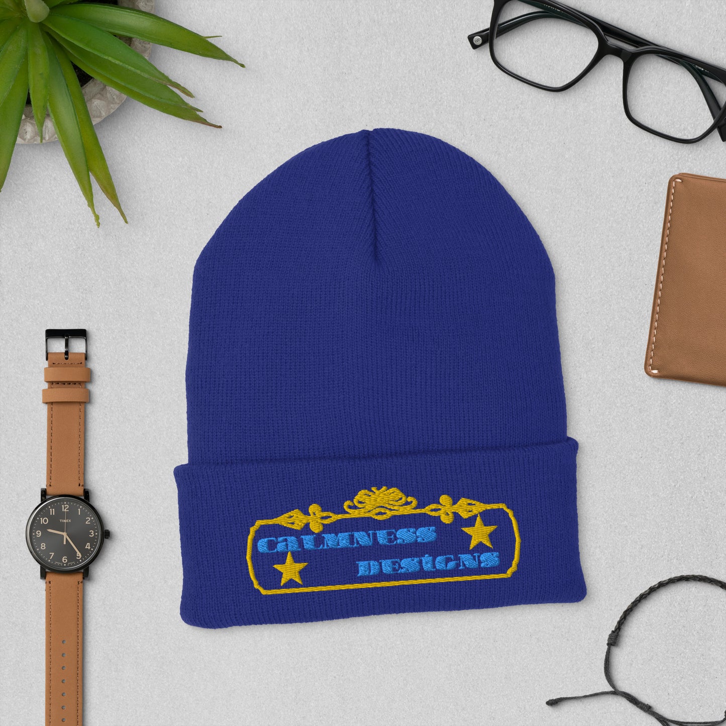 Vintage Rectangular Frame, CALMNESS DESIGNS, Creative Designer's, Cuffed Beanie