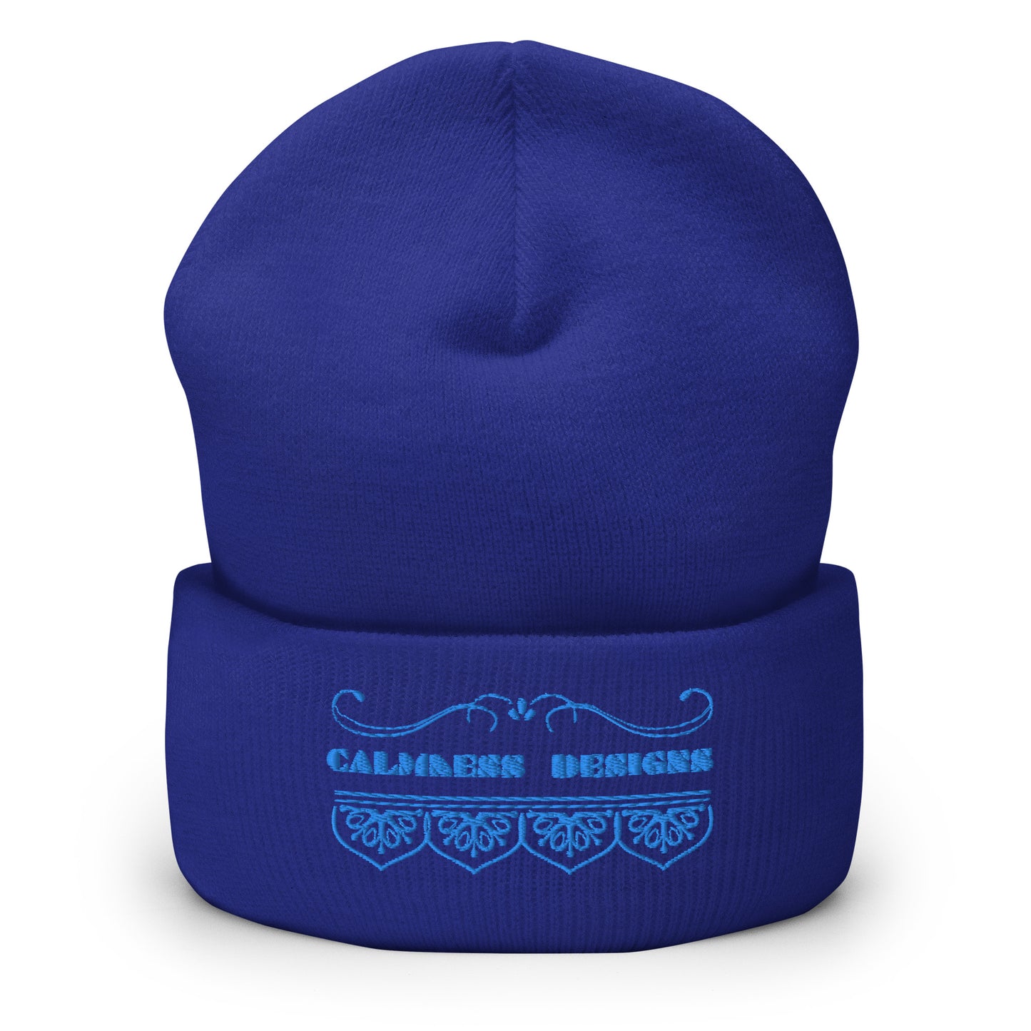 Bidri Decorative Elements Border BLUE, CALMNESS DESIGNS, Creative Designer's, Cuffed Beanie