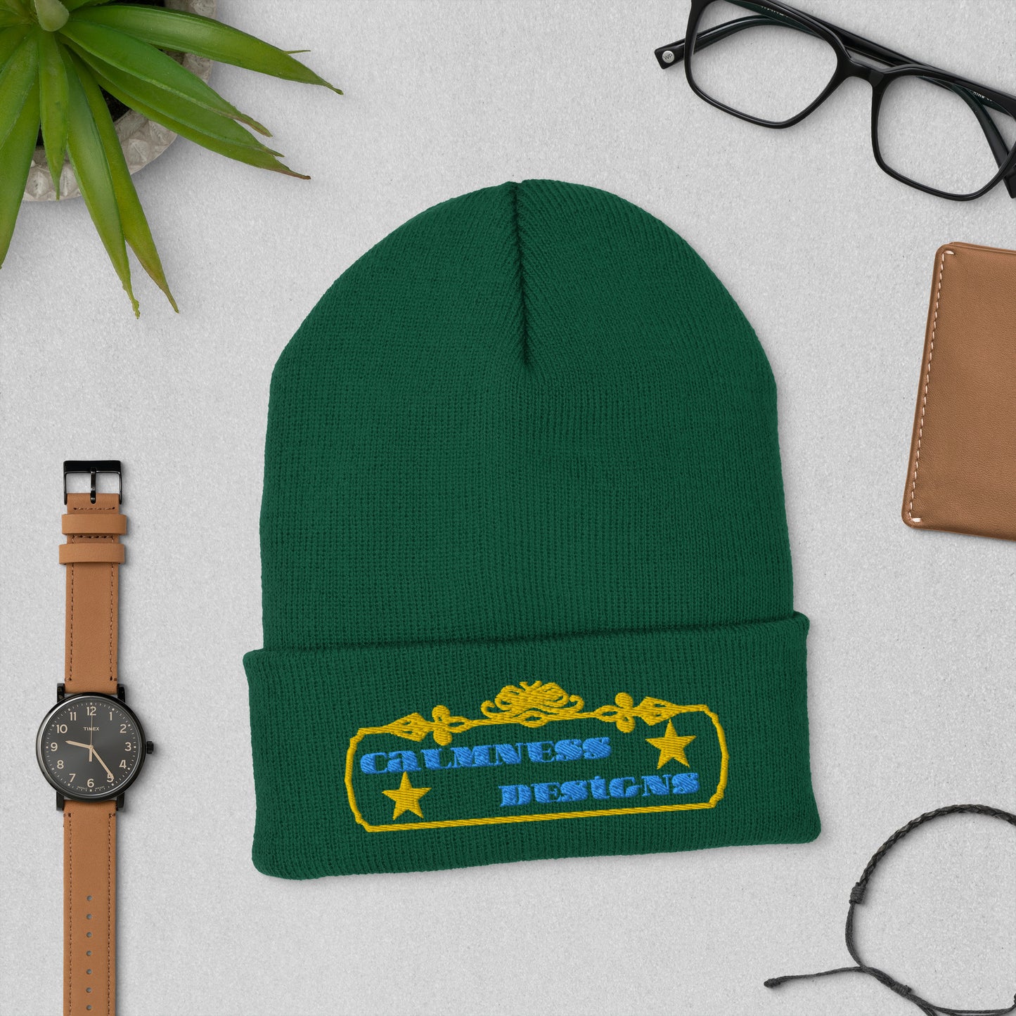 Vintage Rectangular Frame, CALMNESS DESIGNS, Creative Designer's, Cuffed Beanie