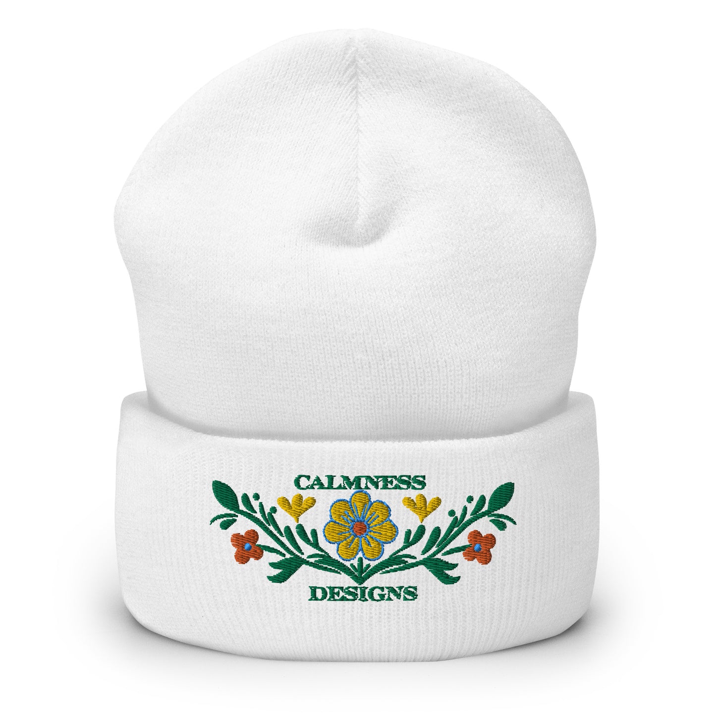 Flower Decoration Mexican Style, CALMNESS DESIGNS, Creative Designer's, Cuffed Beanie