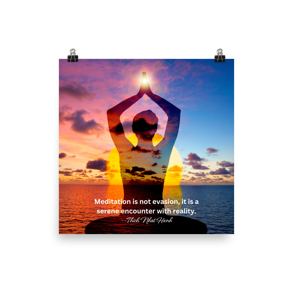 Meditation is not evasion, it is a serene encounter with reality.-Thich Nhat Hanh, Poster
