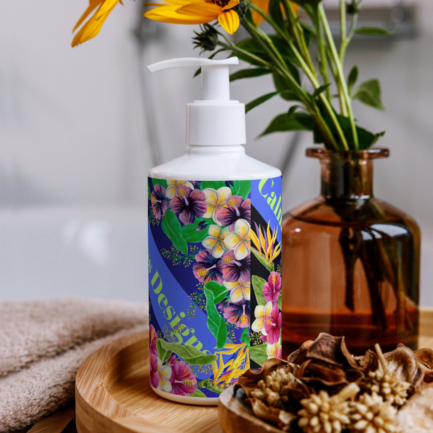 Tropical Flower's Water Painting, CALMNESS DESIGNS, Creative Designer's, Floral hand & body lotion