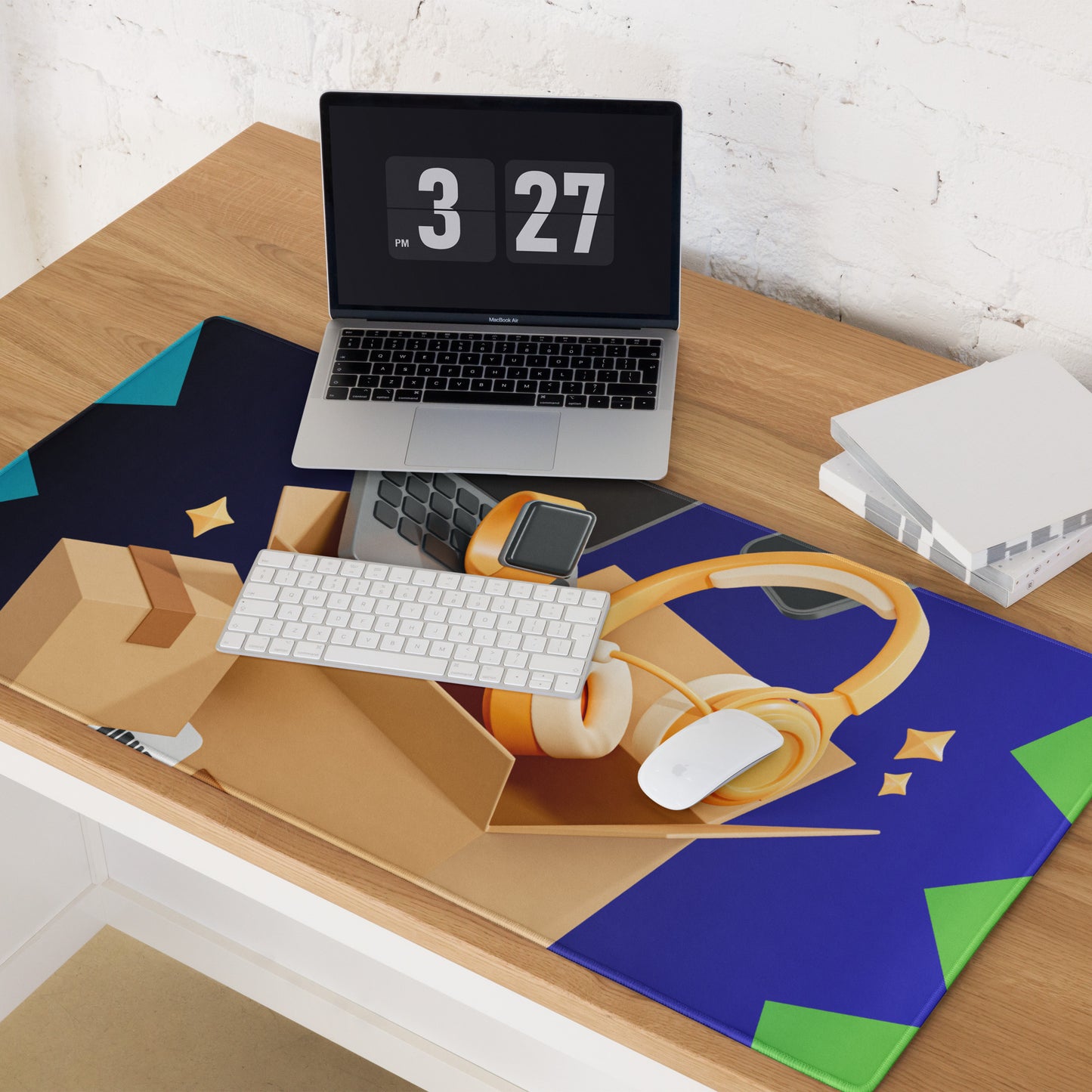 3D Cardboard Box with Floating Laptop, Phone, Watch and Headphones, CALMNESS DESIGNS, Creative Designer's, Gaming mouse pad