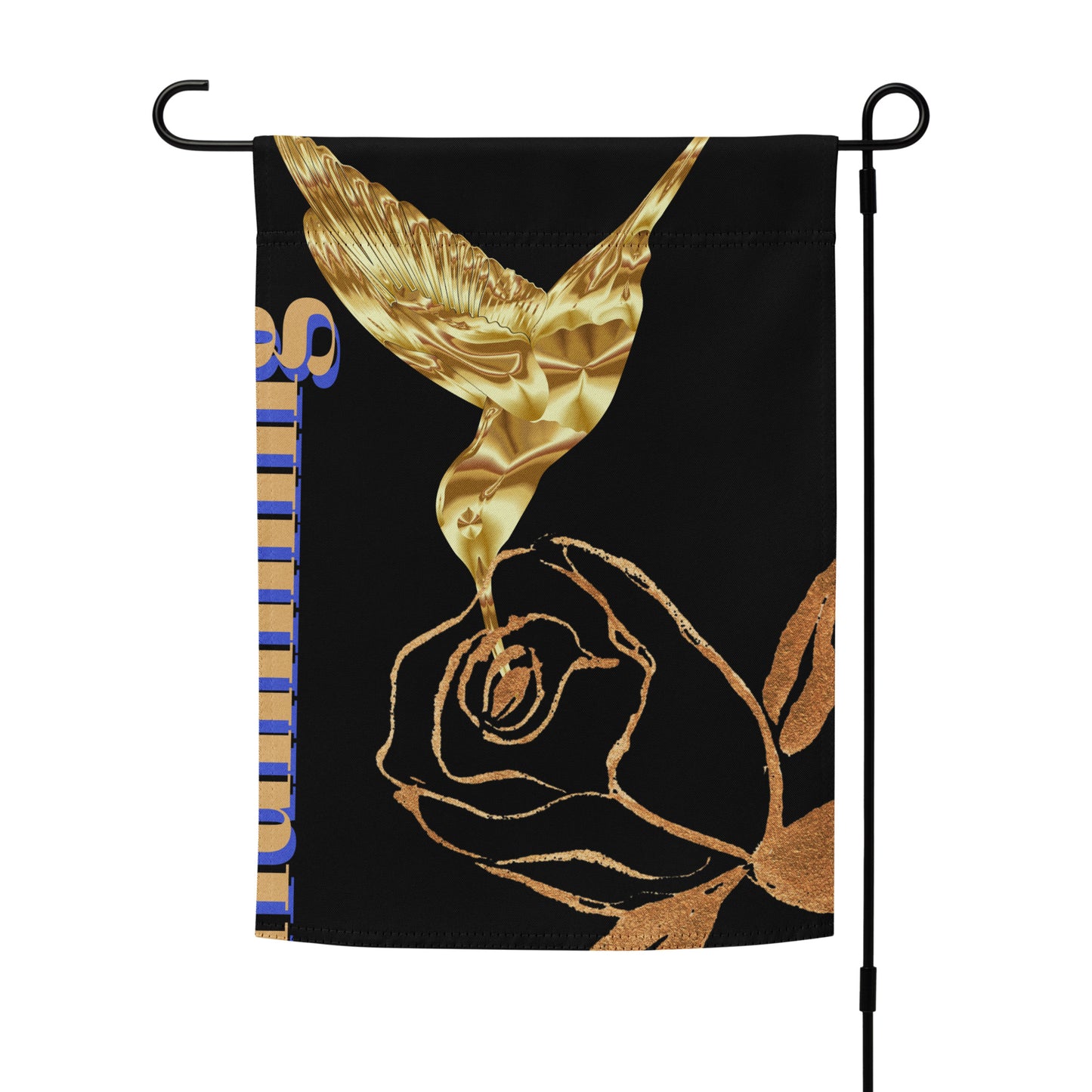 Golden-Hummingbird, Golden-Rose, CALMNESS DESIGNS, Creative Designer's, Garden flag