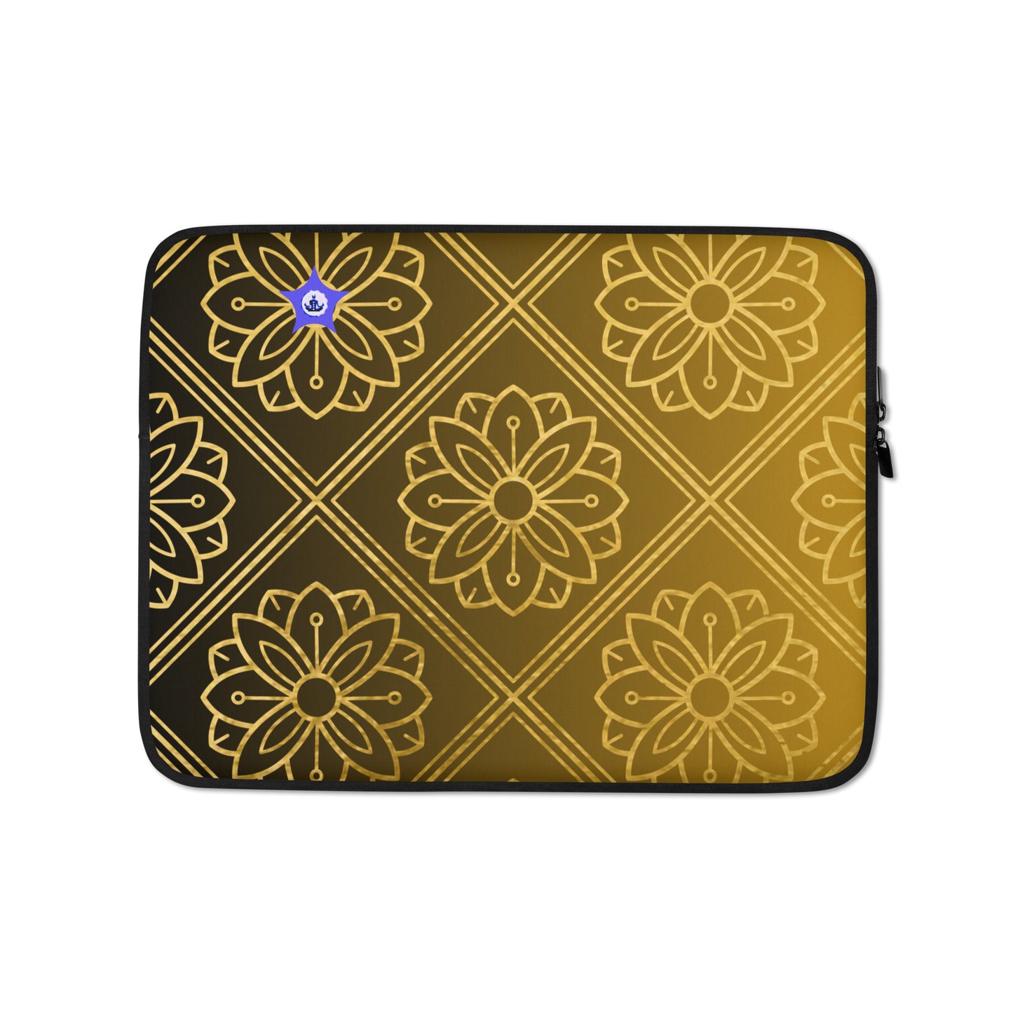 Bidri Decorative Elements Seamless Pattern Line art Clean-GOLD, CALMNESS DESIGNS, Creative Designer's, Laptop Sleeve
