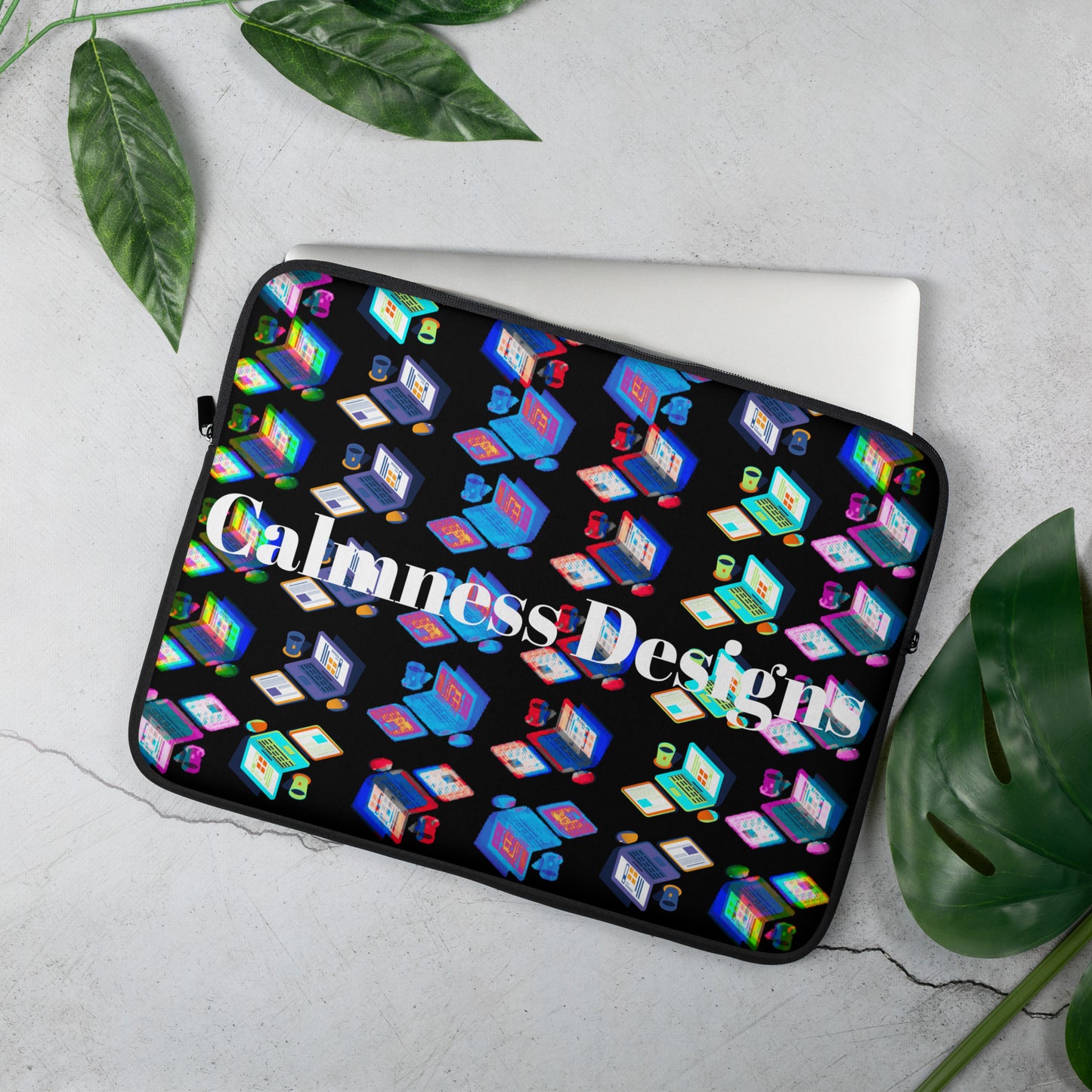 Isomentric Textured Workspace, Calmness Designs, Creative Designs, Laptop Sleeve