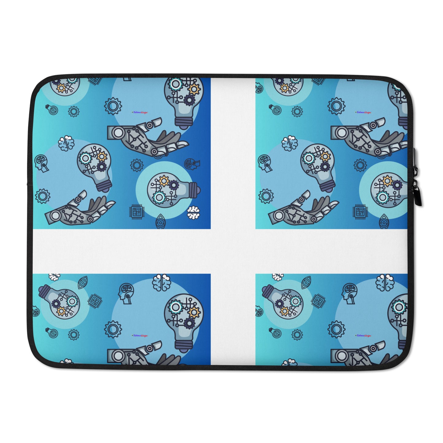Bulb with Artificial Intelligence, Robotic Hand with Artificial Intelligence, Icon, CALMNESS DESIGNS, Creative Designer's, Laptop Sleeve