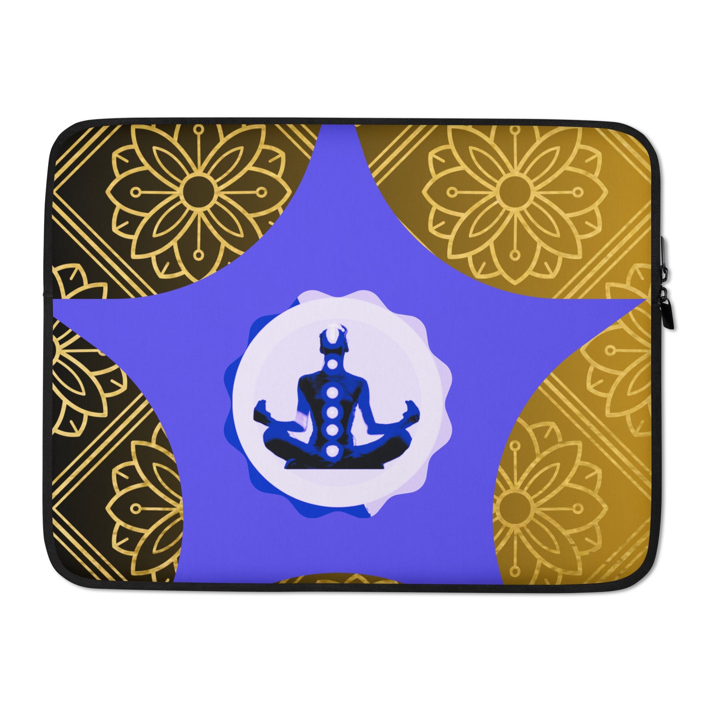 Bidri Decorative Elements Seamless Pattern Line art Clean-GOLD, CALMNESS DESIGNS, Creative Designer's, Laptop Sleeve
