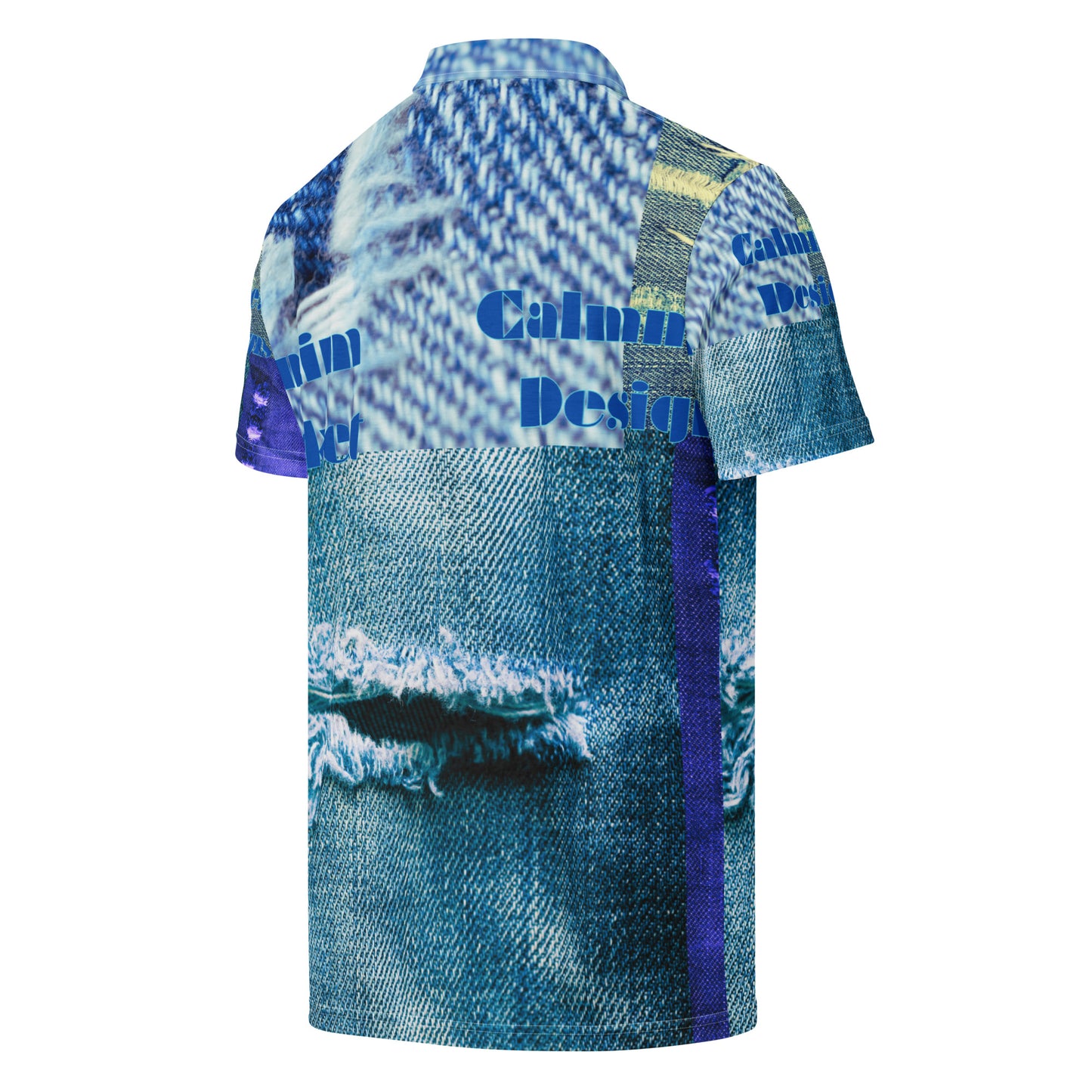 Tear on Denim, Old Jeans, By Calmnessdesign.COM, Men’s slim fit polo