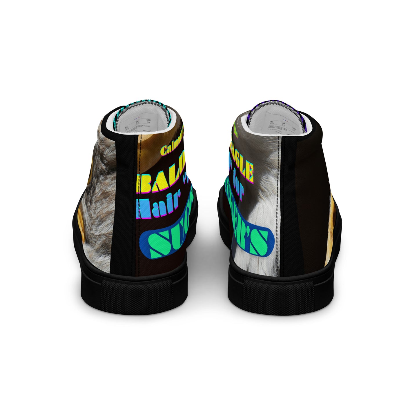 Calmness Designs, Bald Head, Hair "R" For Sucker's Men’s high top canvas shoes