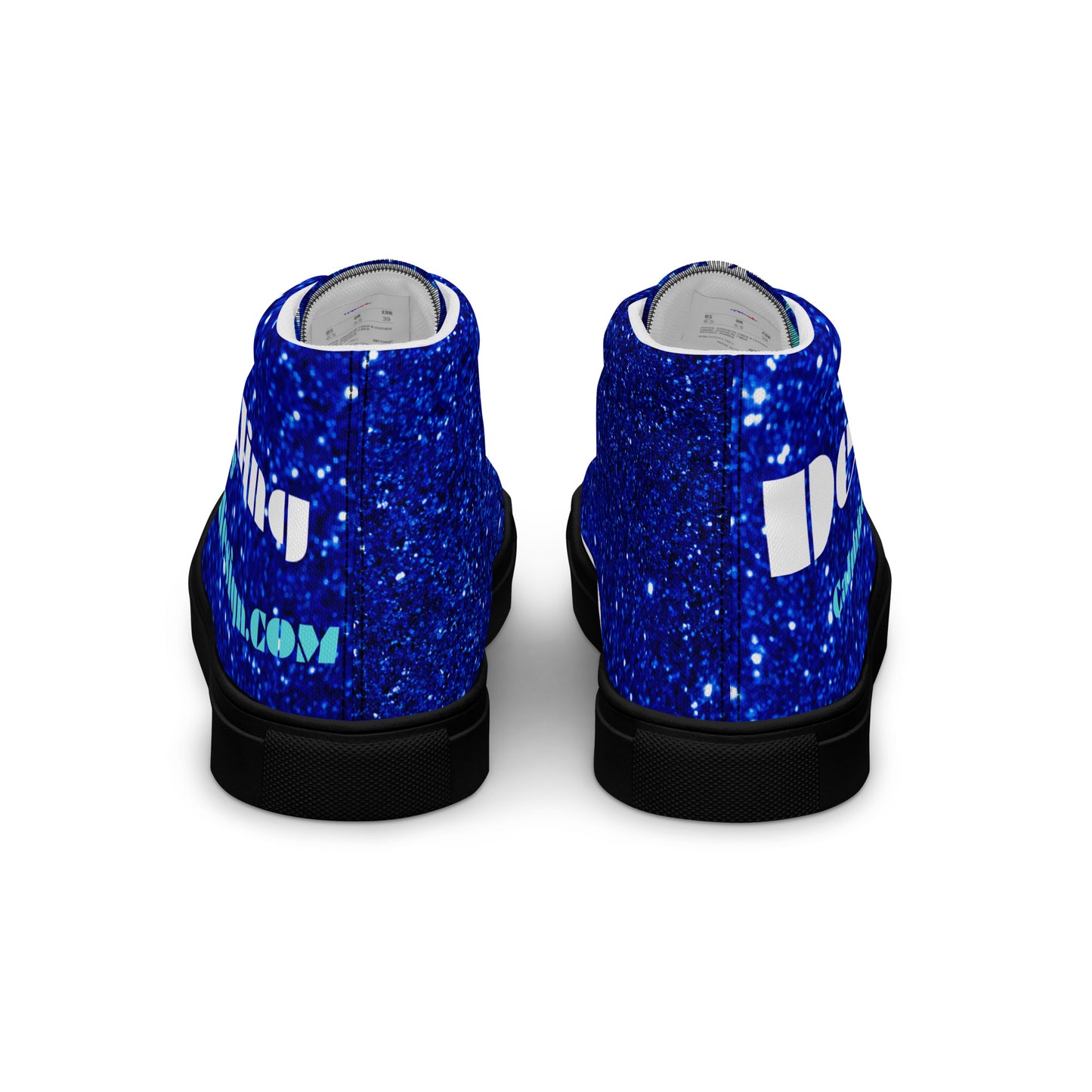Sparkling Blue Color Sparkling Designs By Calmnessdesign.COM,Men’s high top canvas shoes