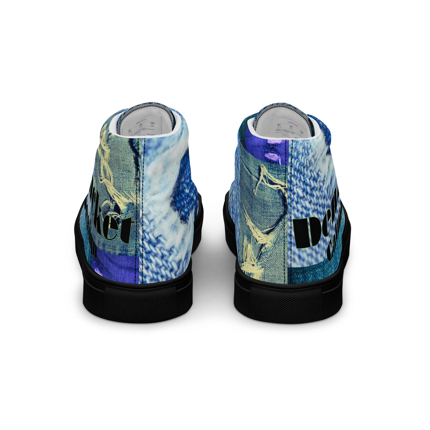 Tear on Denim, Old Jeans, By Calmnessdesign.COM, Men’s high top canvas shoes