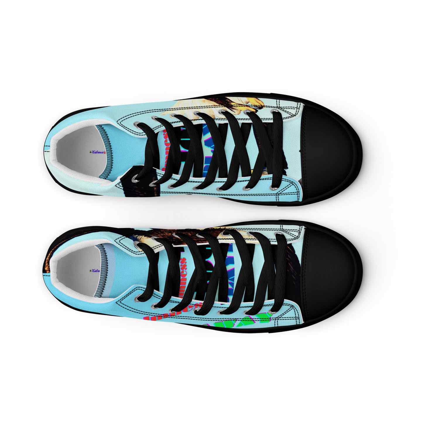 Calmness Designs, Bald Head, FLY-AWAY PLAYER 66 Men’s high top canvas shoes