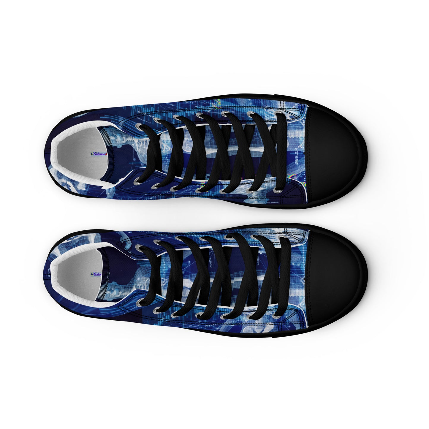 Calmness Designs, Communication Network Concept, Men’s high top canvas shoes