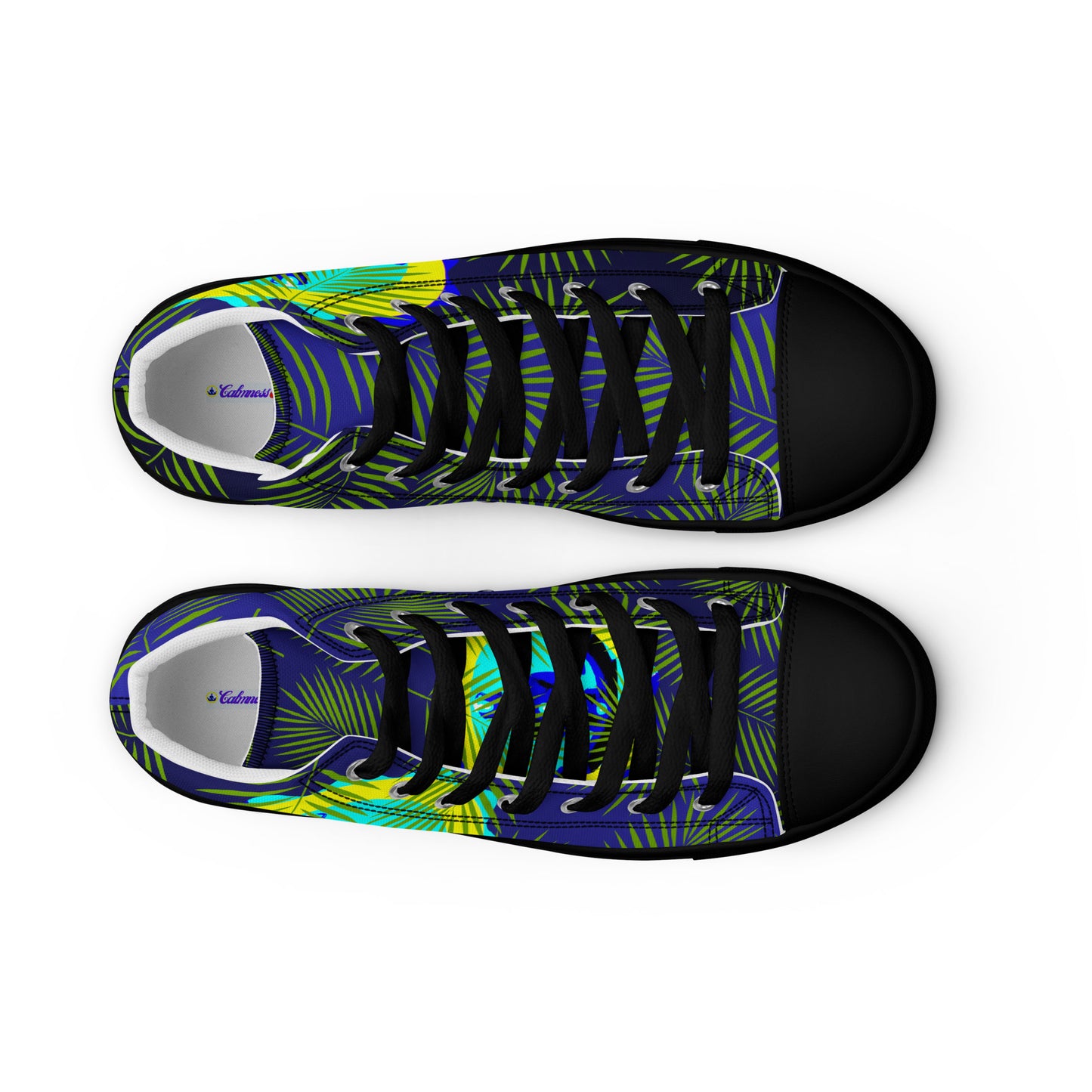 Tropical Palm Leaves, CALMNESS DESIGNS, Creative Designer's, Men’s high top canvas shoes