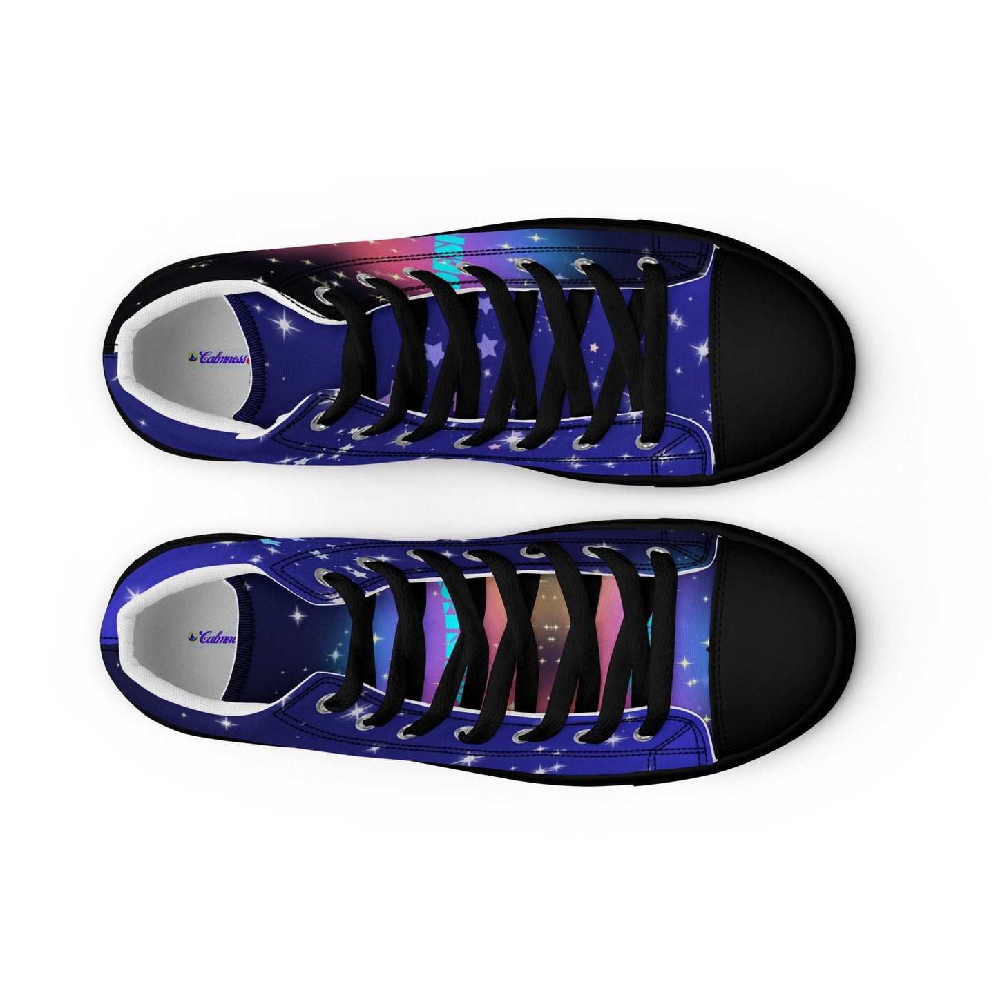 White Stars, Heart with Stars, CALMNESS DESIGNS, Creative Designer's, Men’s high top canvas shoes