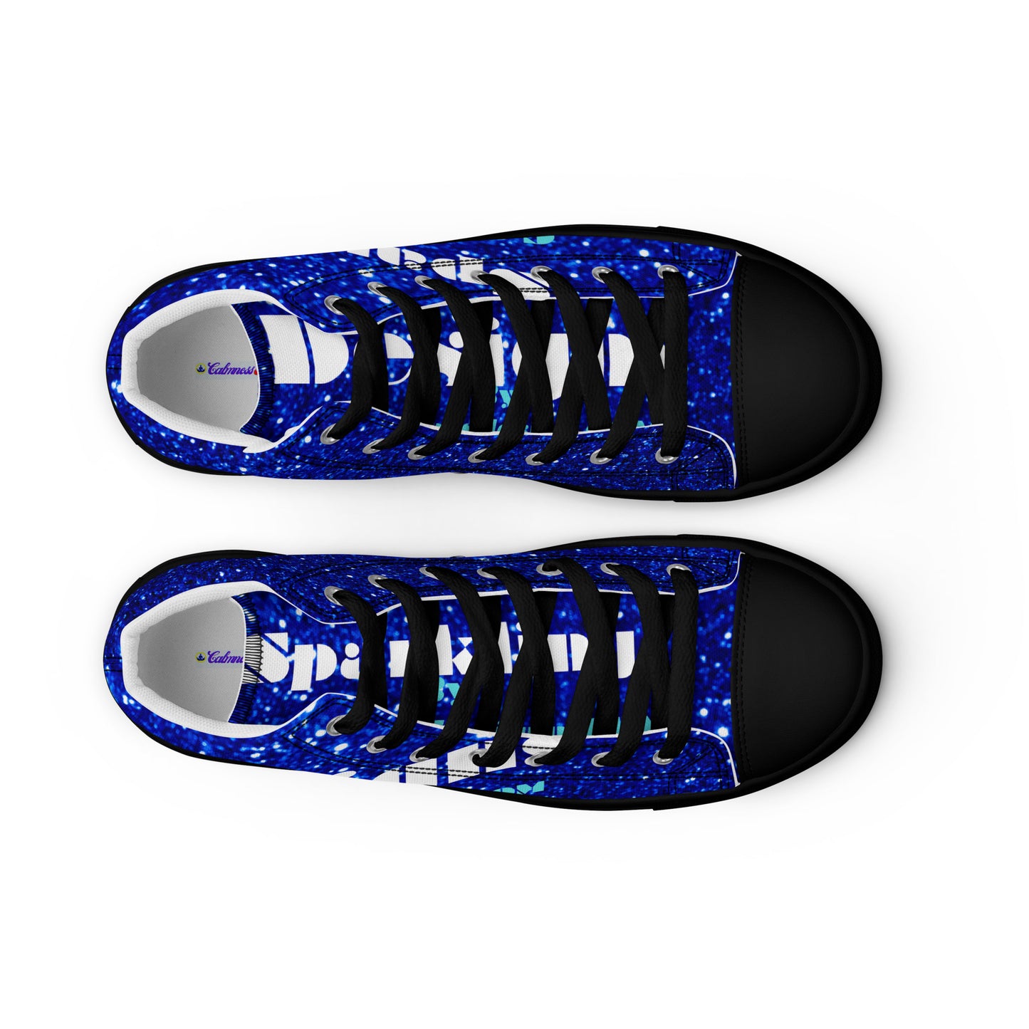 Sparkling Blue Color Sparkling Designs By Calmnessdesign.COM,Men’s high top canvas shoes