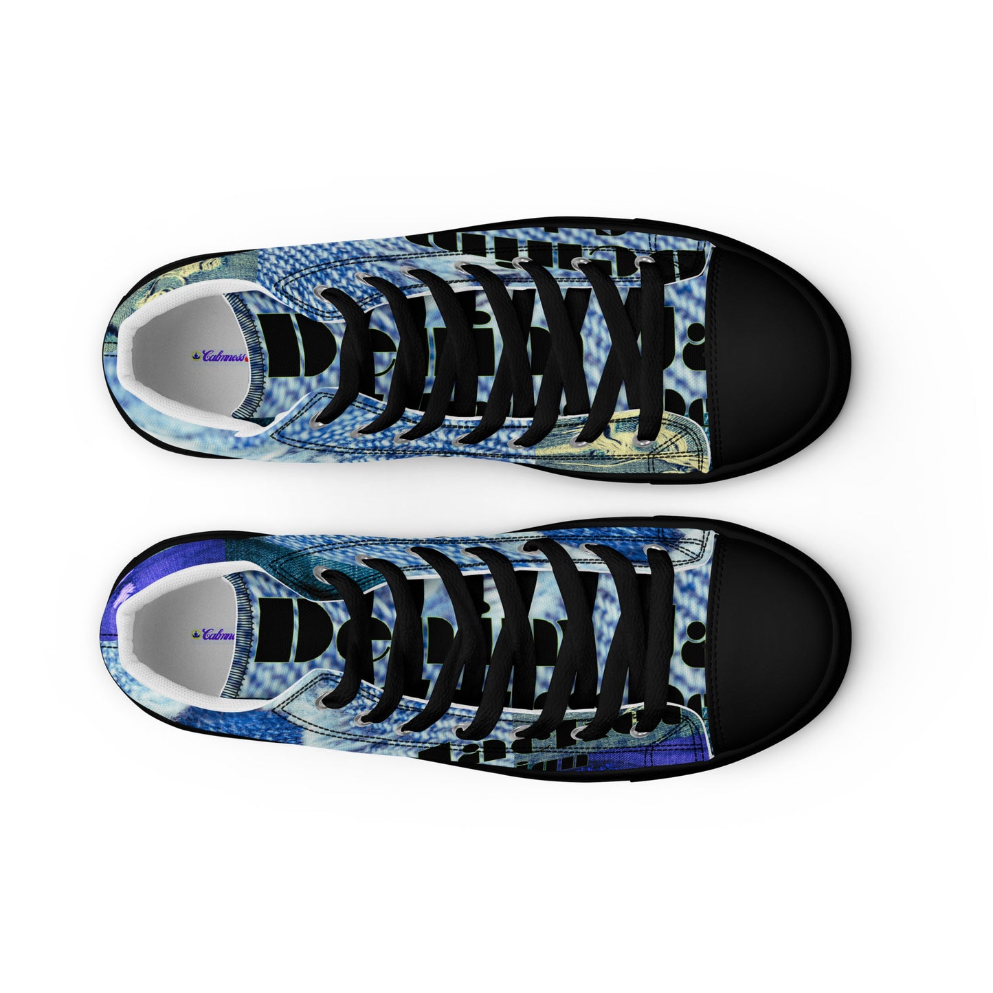 Tear on Denim, Old Jeans, By Calmnessdesign.COM, Men’s high top canvas shoes