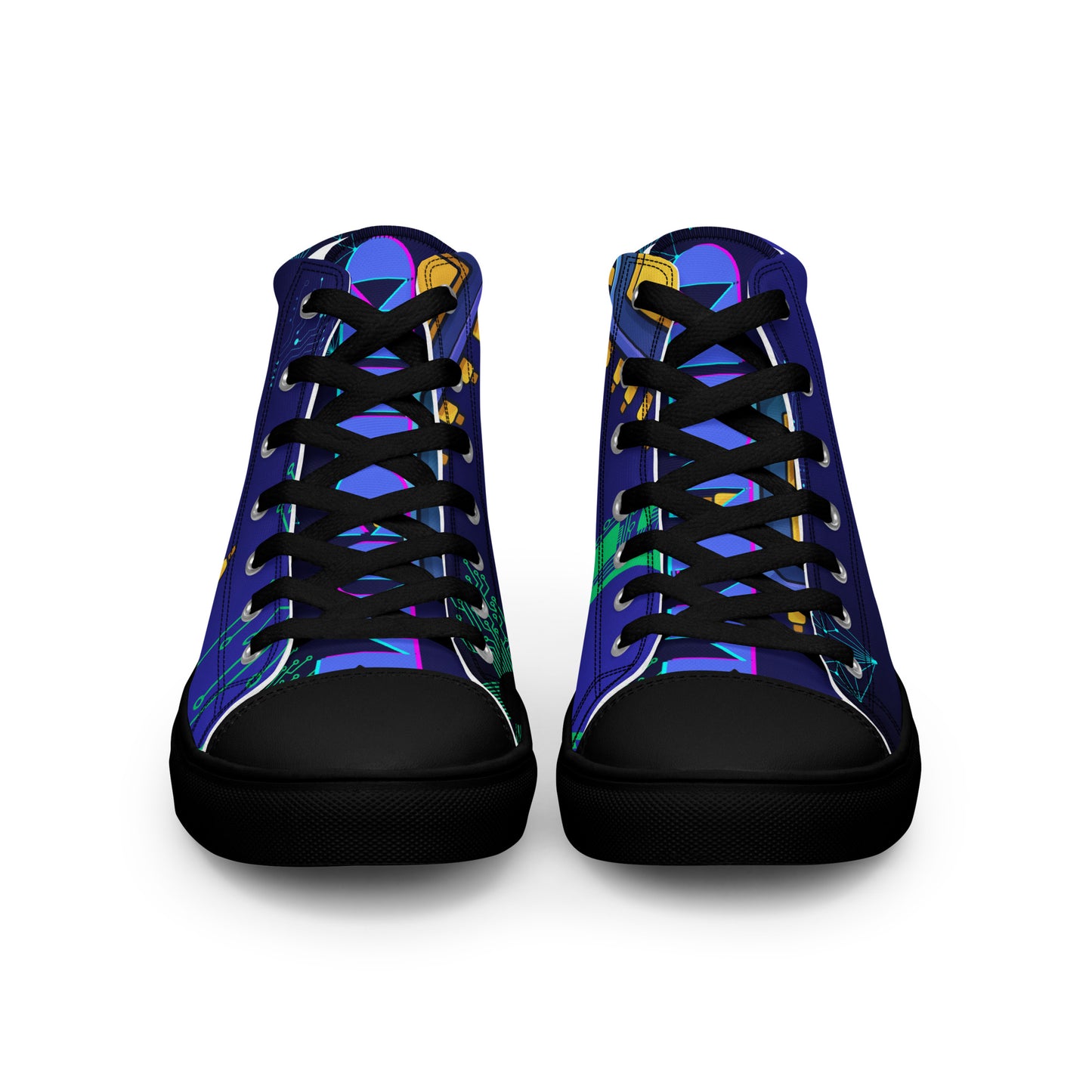 Circuit Board Technology, Hand Drawn Electronic Integrated Circuit, Digital Network Technology, Men’s high top canvas shoes