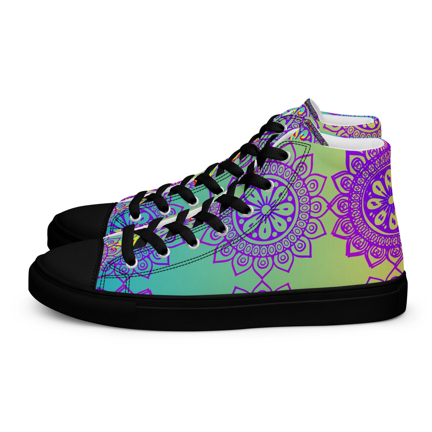 Luxury Mandala Designs, CALMNESS DESIGNS, Creative Designer's, Men’s high top canvas shoes