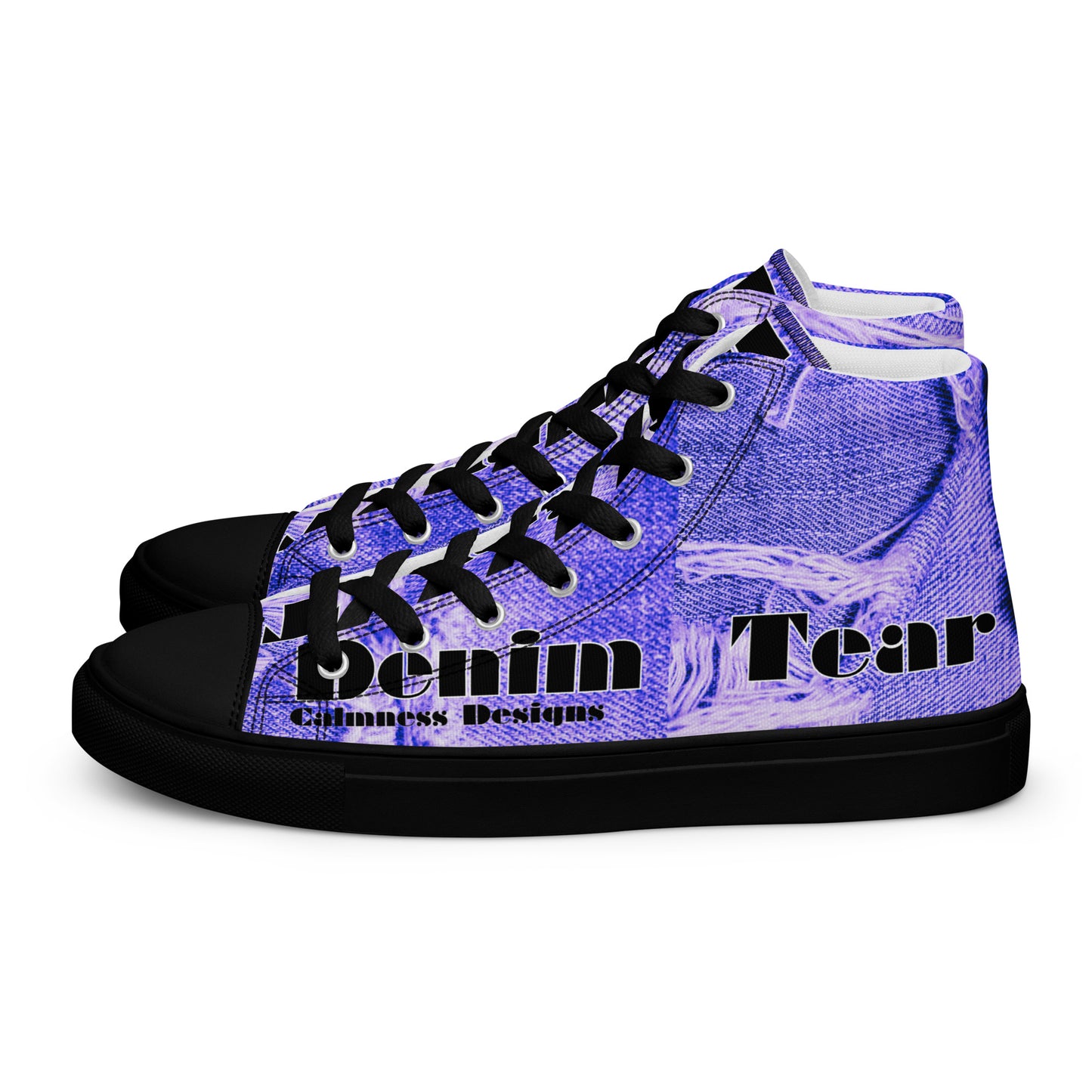 Denim Tear, Calmness Designs, Tear on Denim, Old Jeans, Men’s high top canvas shoes