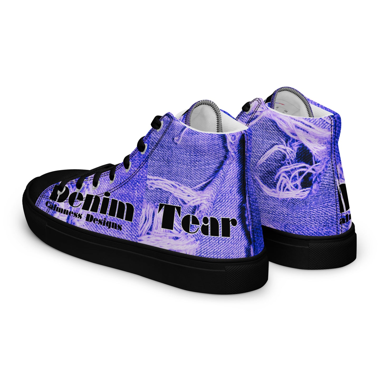 Denim Tear, Calmness Designs, Tear on Denim, Old Jeans, Men’s high top canvas shoes