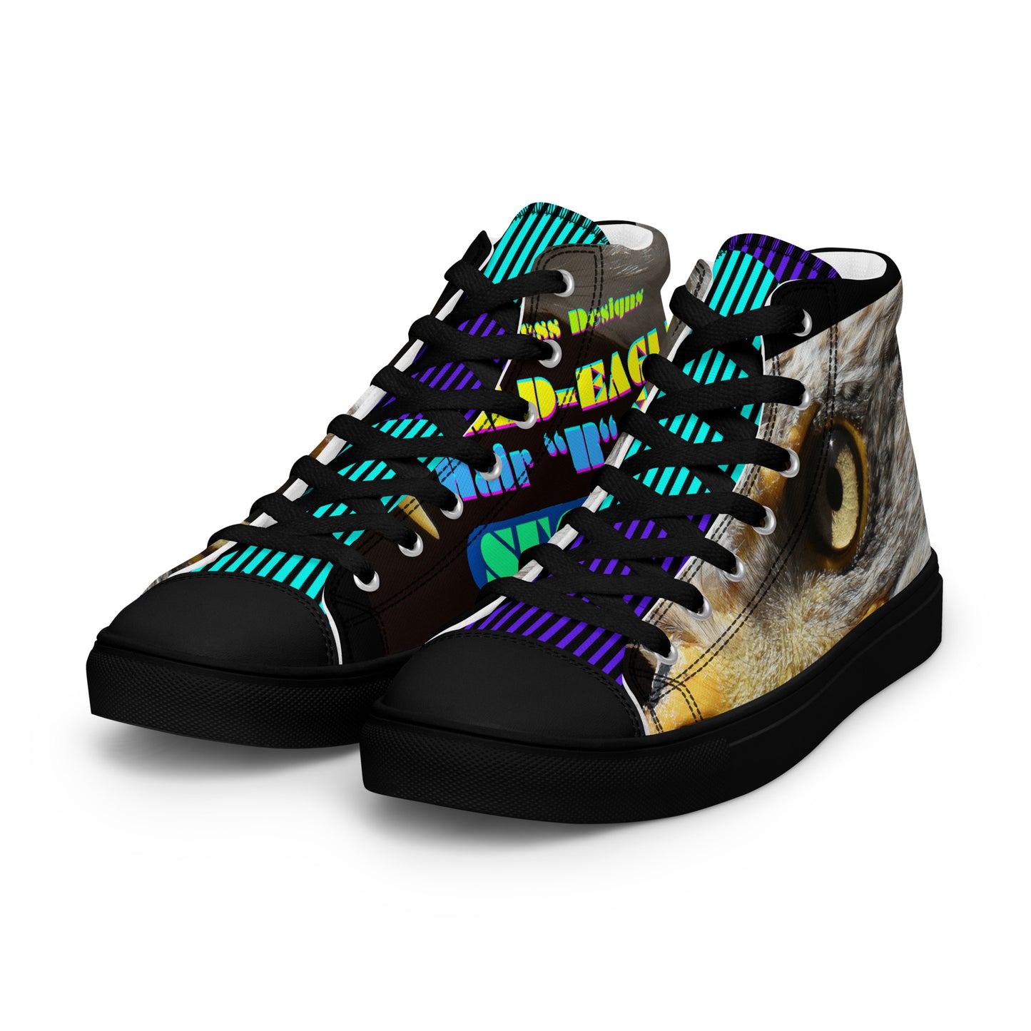 Calmness Designs, Bald Head, Hair "R" For Sucker's Men’s high top canvas shoes