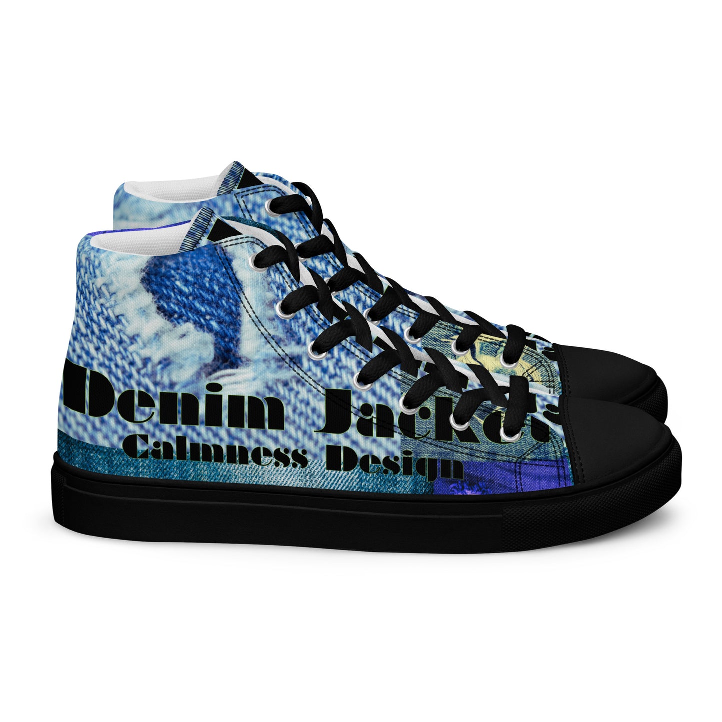 Tear on Denim, Old Jeans, By Calmnessdesign.COM, Men’s high top canvas shoes