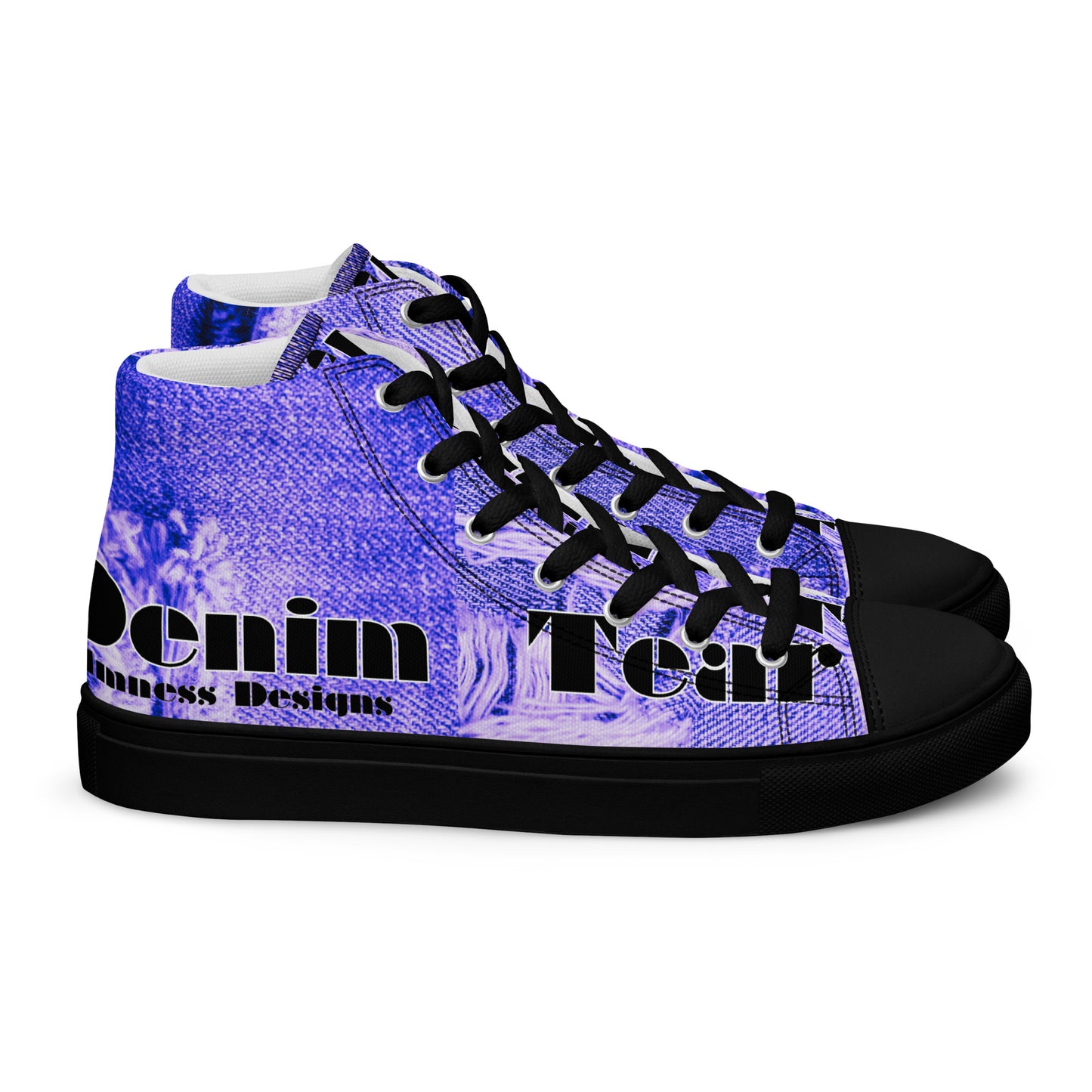 Denim Tear, Calmness Designs, Tear on Denim, Old Jeans, Men’s high top canvas shoes