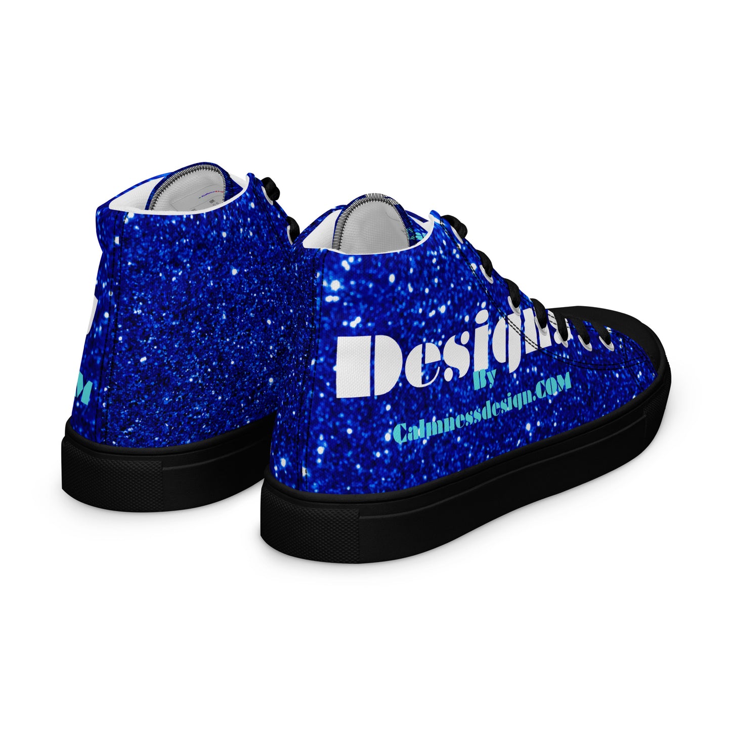 Sparkling Blue Color Sparkling Designs By Calmnessdesign.COM,Men’s high top canvas shoes