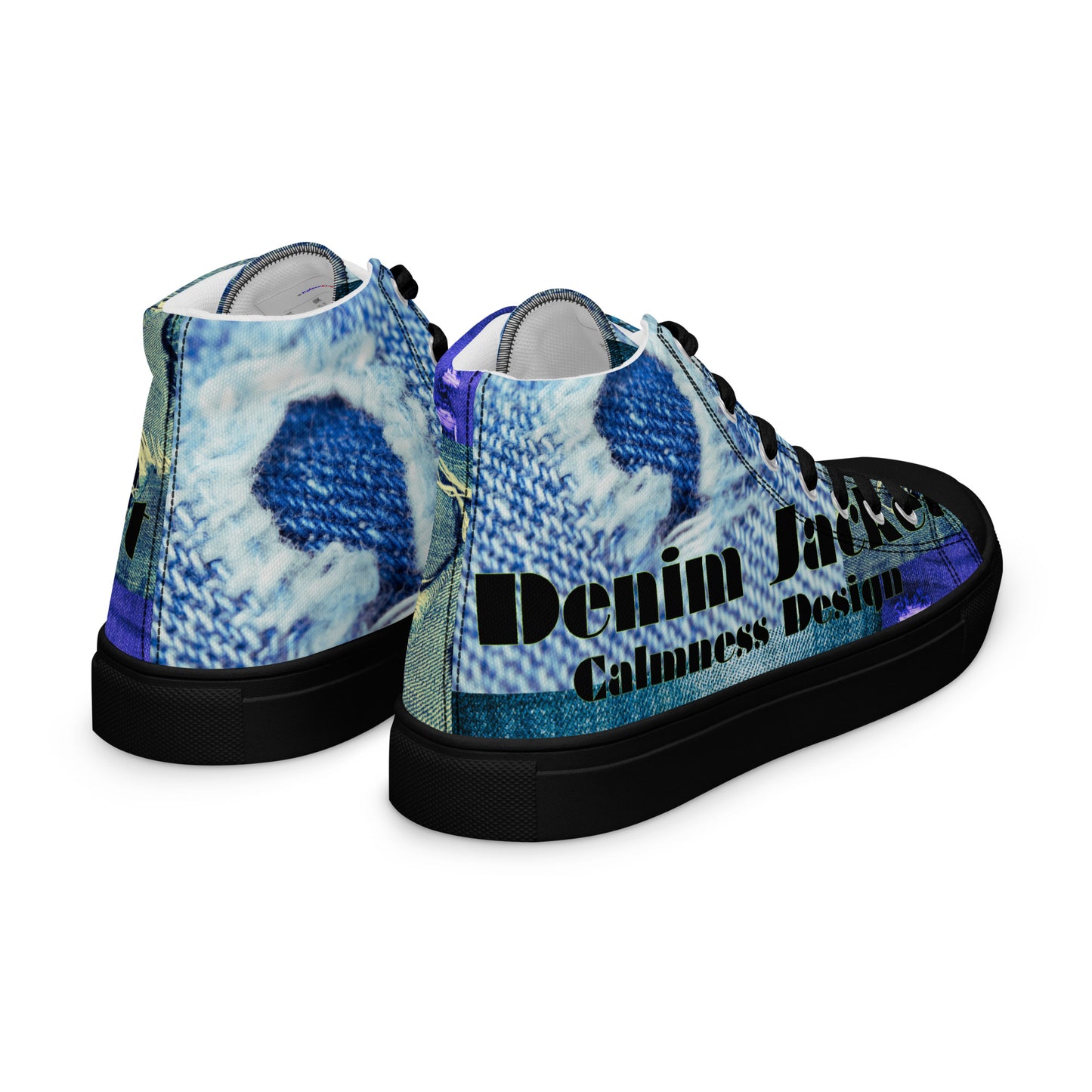 Tear on Denim, Old Jeans, By Calmnessdesign.COM, Men’s high top canvas shoes