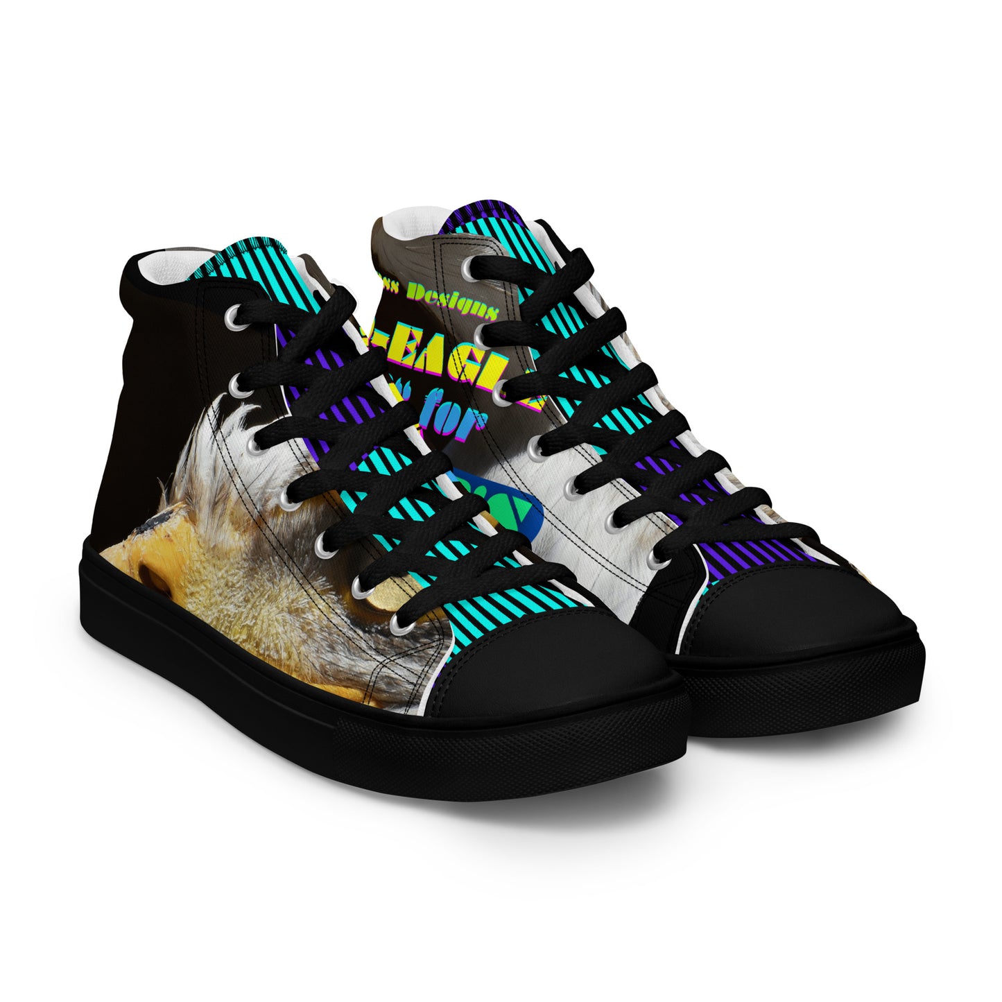 Calmness Designs, Bald Head, Hair "R" For Sucker's Men’s high top canvas shoes
