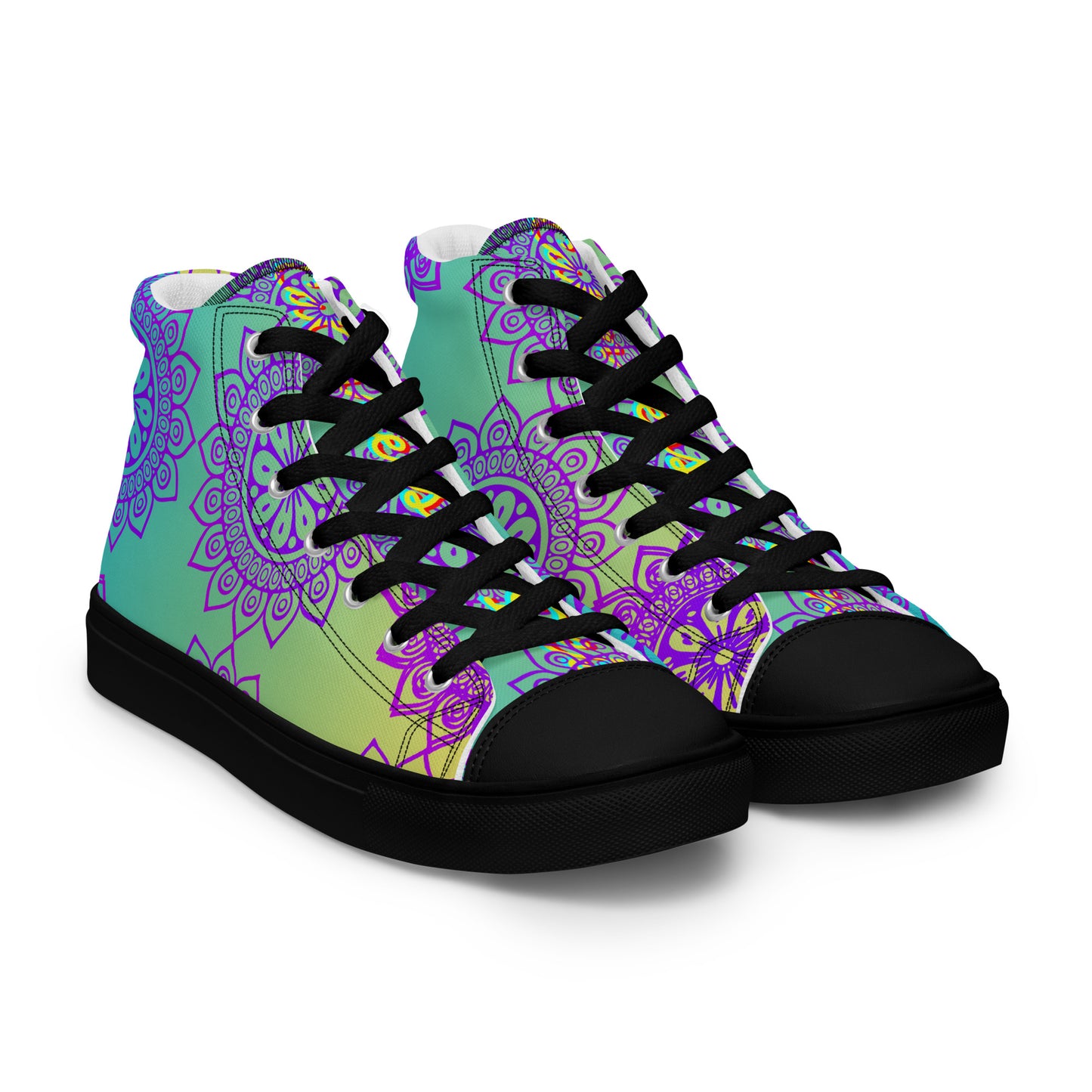 Luxury Mandala Designs, CALMNESS DESIGNS, Creative Designer's, Men’s high top canvas shoes