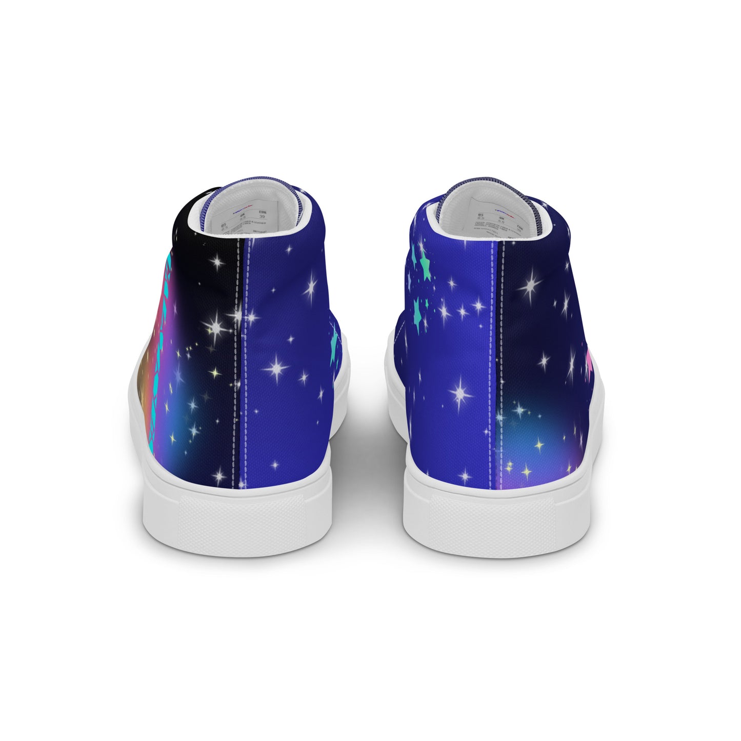 White Stars, Heart with Stars, CALMNESS DESIGNS, Creative Designer's, Men’s high top canvas shoes