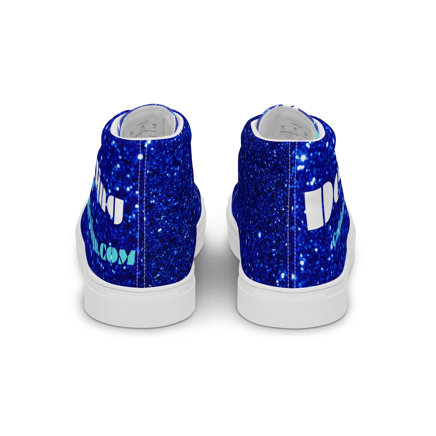 Sparkling Blue Color Sparkling Designs By Calmnessdesign.COM,Men’s high top canvas shoes