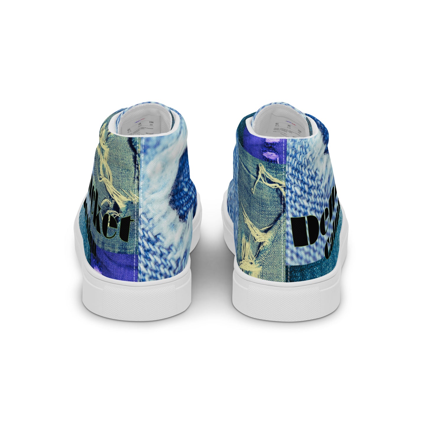 Tear on Denim, Old Jeans, By Calmnessdesign.COM, Men’s high top canvas shoes