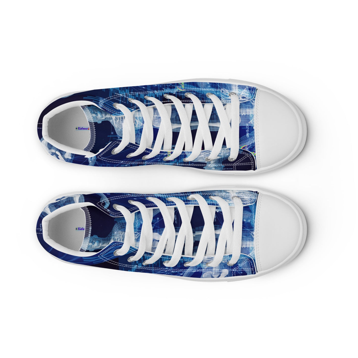 Calmness Designs, Communication Network Concept, Men’s high top canvas shoes