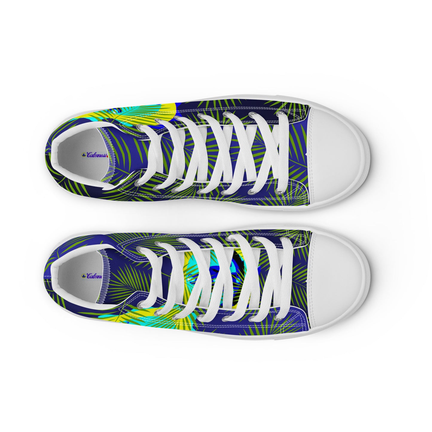 Tropical Palm Leaves, CALMNESS DESIGNS, Creative Designer's, Men’s high top canvas shoes