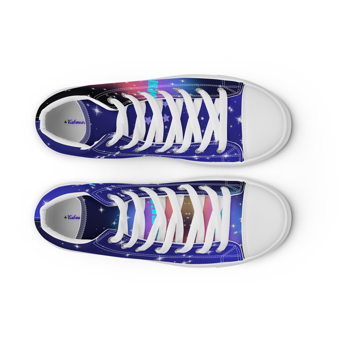 White Stars, Heart with Stars, CALMNESS DESIGNS, Creative Designer's, Men’s high top canvas shoes