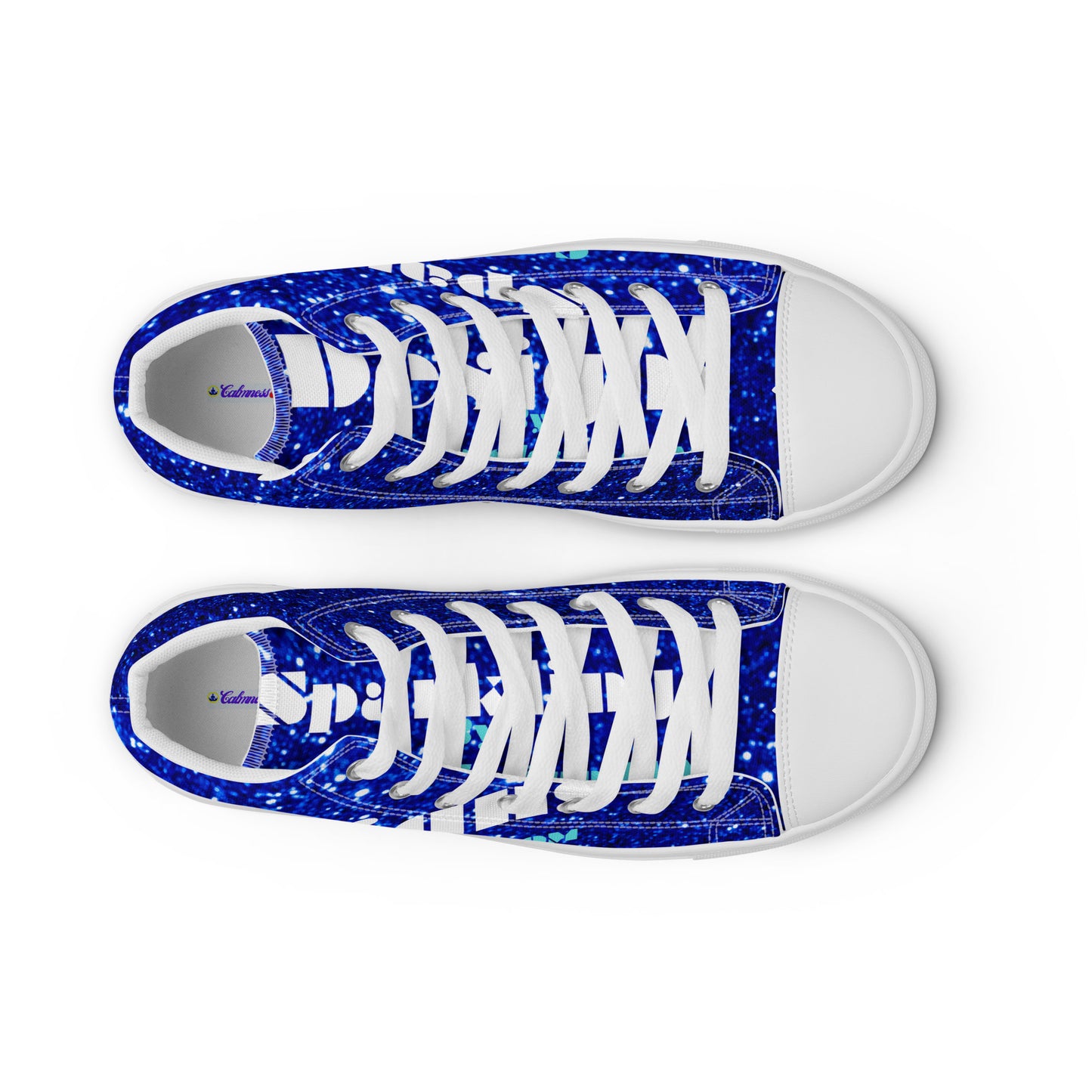 Sparkling Blue Color Sparkling Designs By Calmnessdesign.COM,Men’s high top canvas shoes