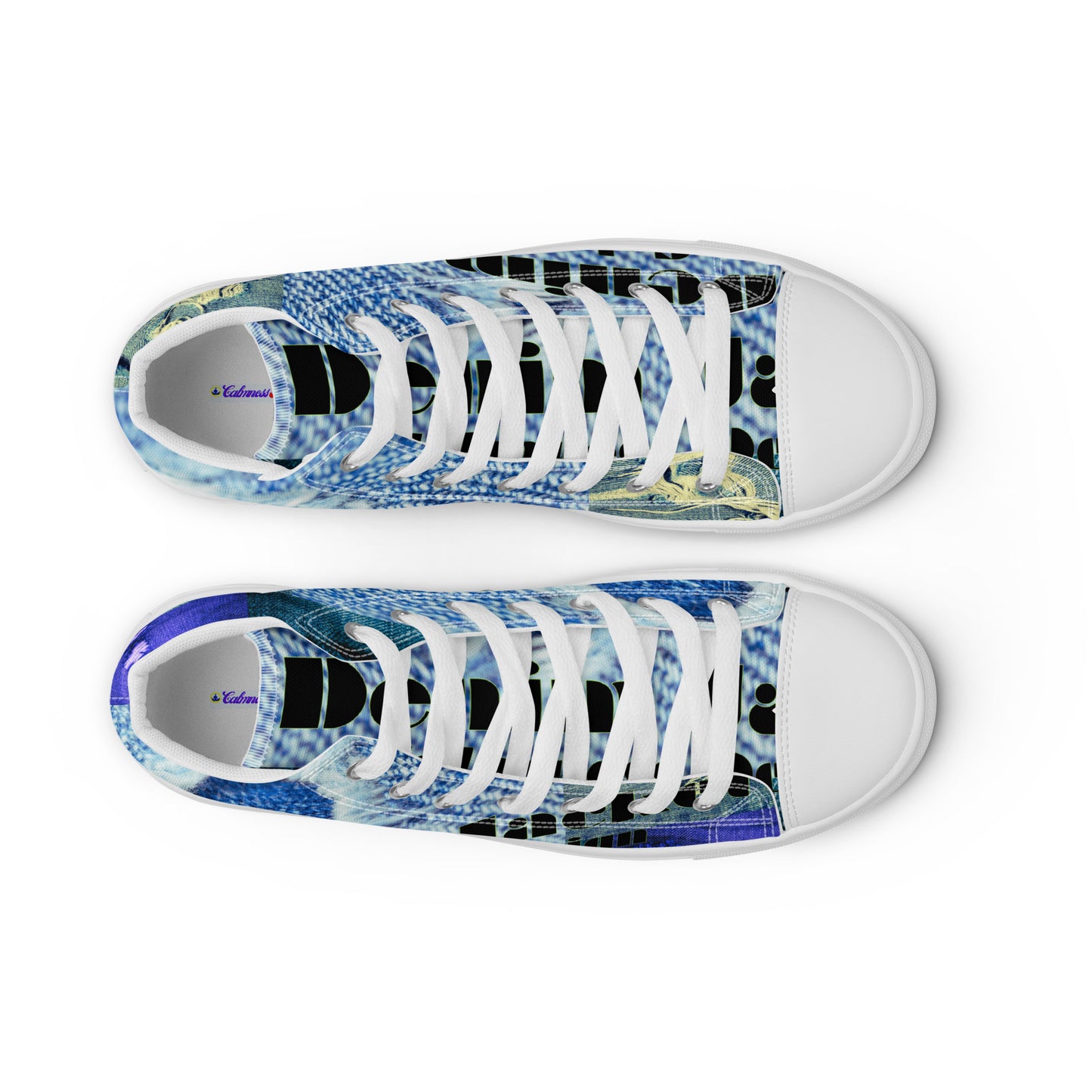 Tear on Denim, Old Jeans, By Calmnessdesign.COM, Men’s high top canvas shoes