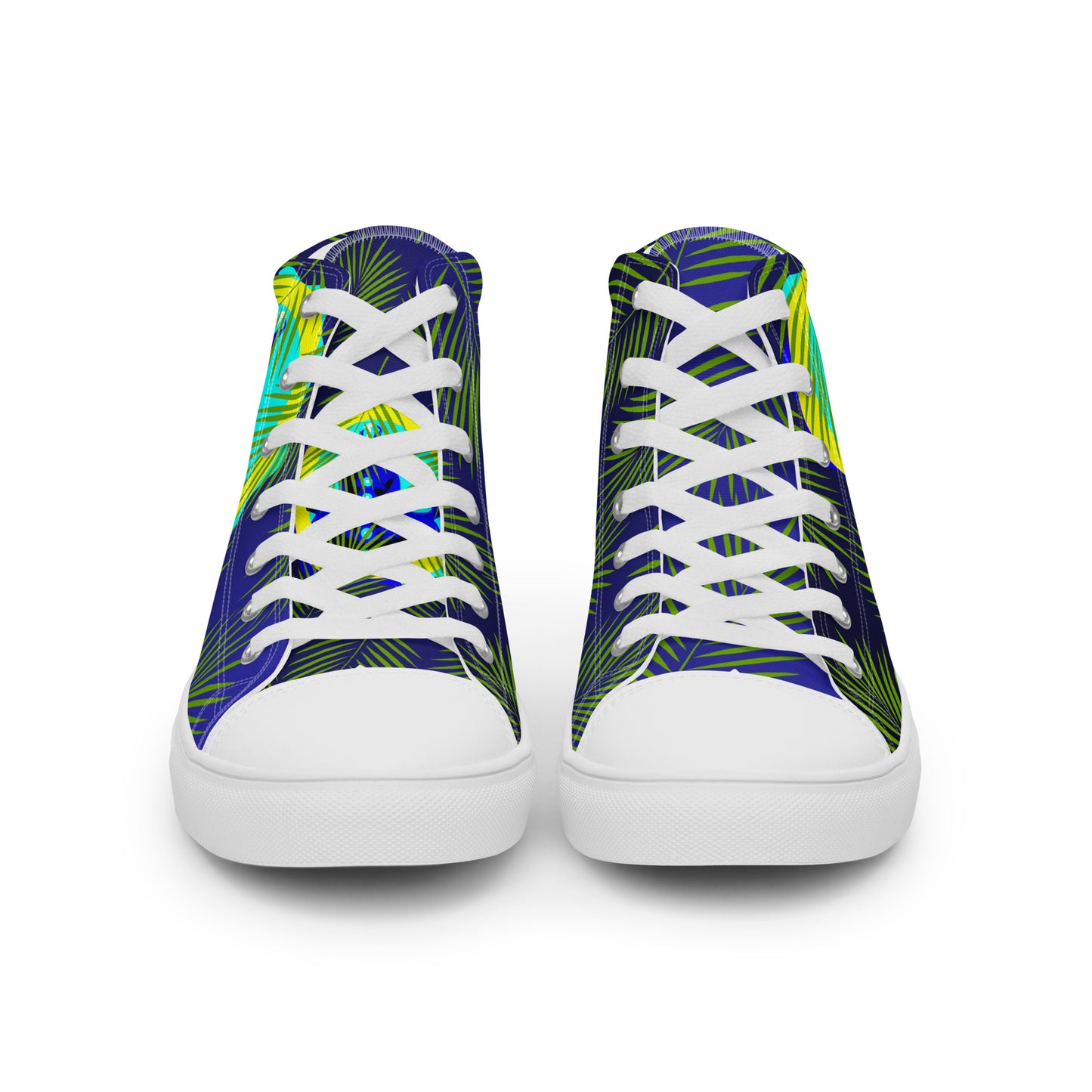 Tropical Palm Leaves, CALMNESS DESIGNS, Creative Designer's, Men’s high top canvas shoes