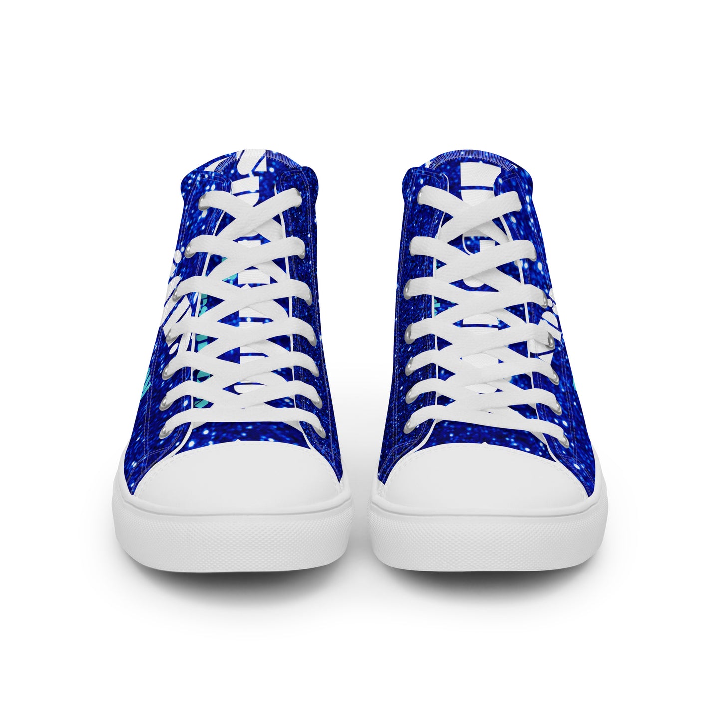 Sparkling Blue Color Sparkling Designs By Calmnessdesign.COM,Men’s high top canvas shoes
