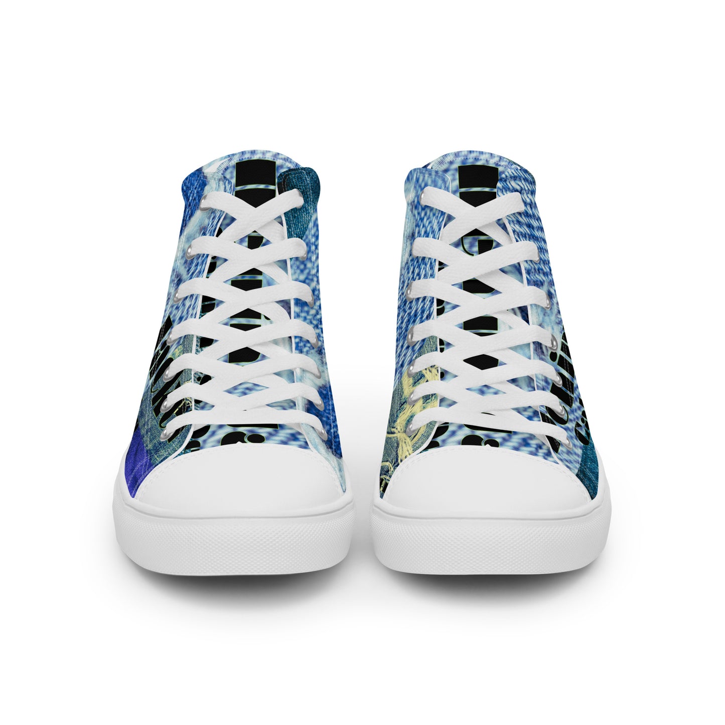 Tear on Denim, Old Jeans, By Calmnessdesign.COM, Men’s high top canvas shoes