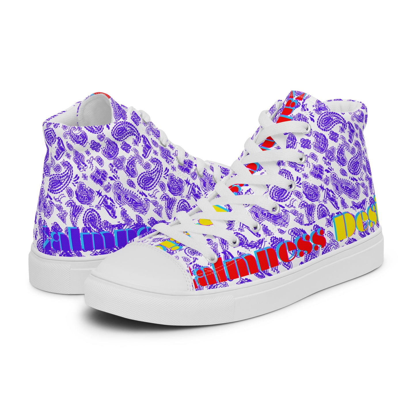 Bandana Seamless Pattern, Multicolor, Men’s high top canvas shoes