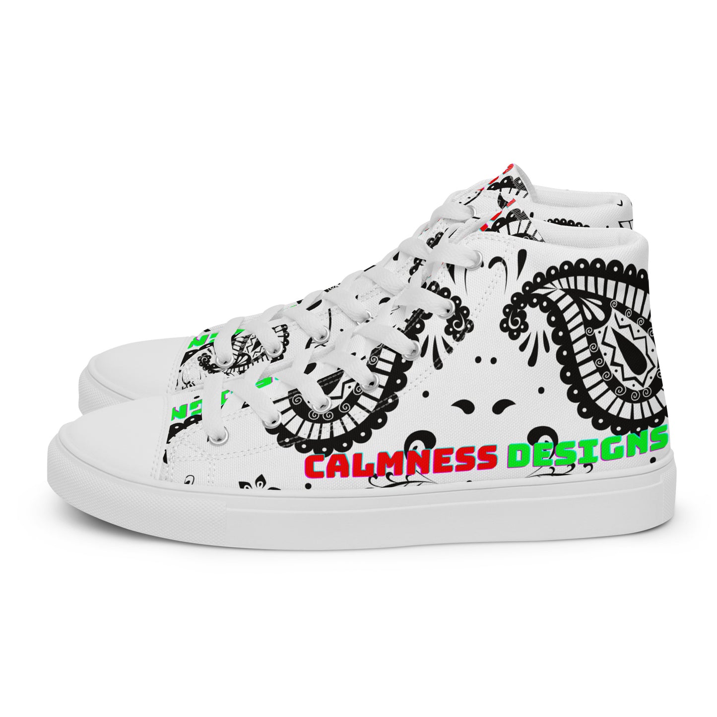 Gold Mandala Element, Gold Paisley, Men’s high top canvas shoes